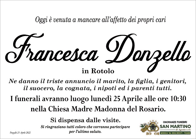 Necrologi: Francesca Donzello
