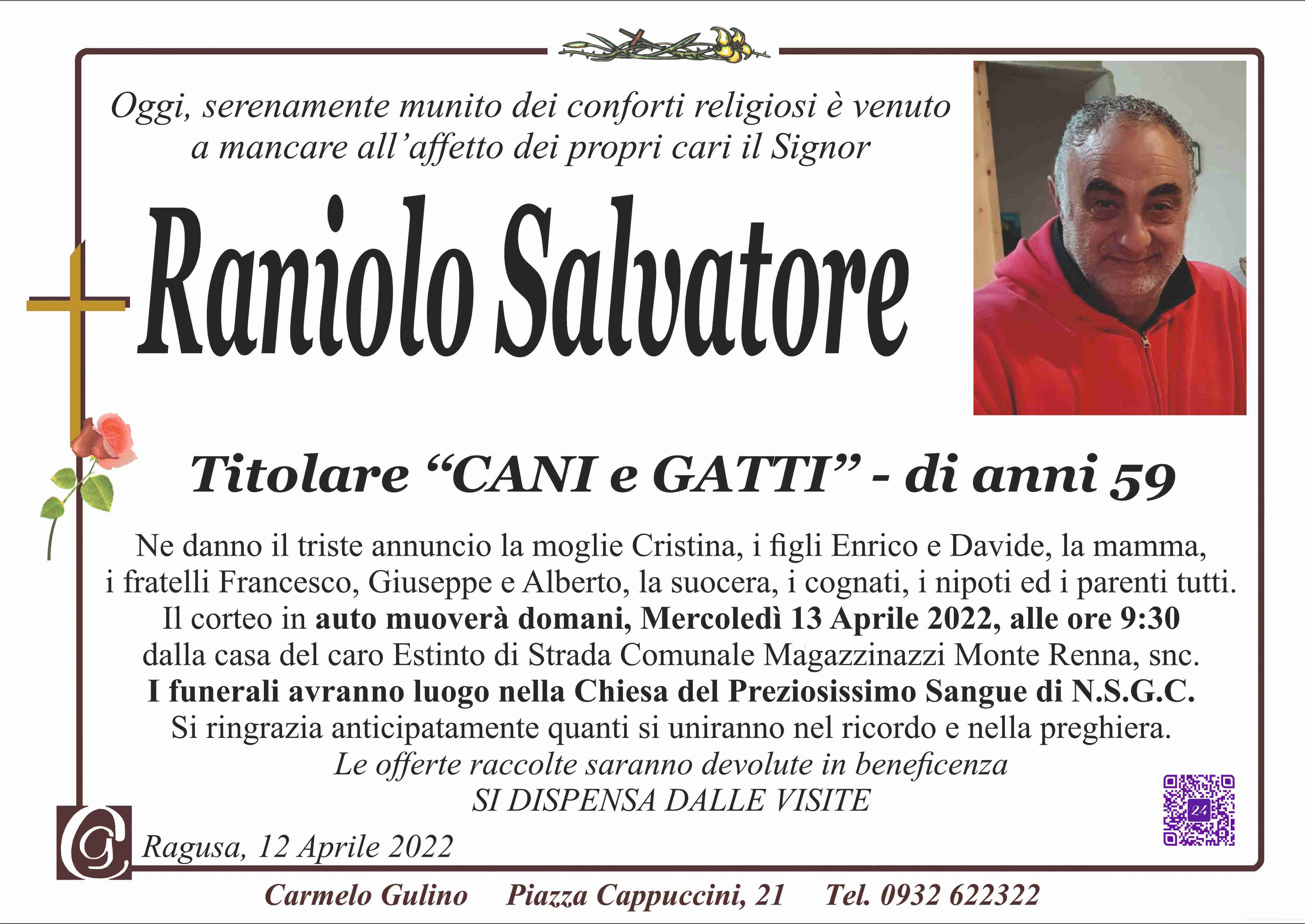 – Necrologi: Salvatore Raniolo