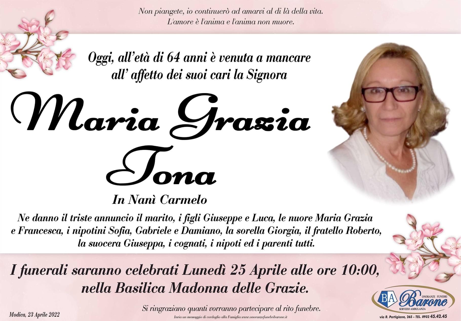 Necrologi: Maria Grazia Tona