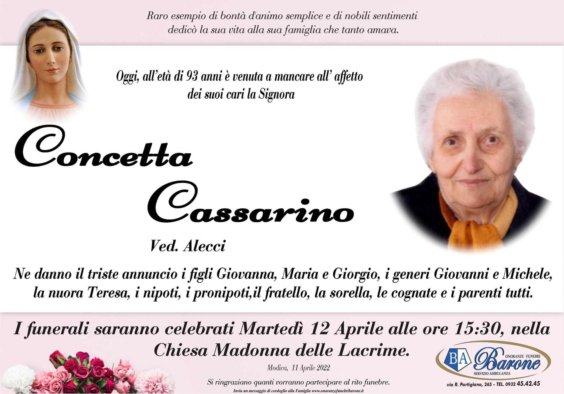 Necrologi: Concetta Cassarino