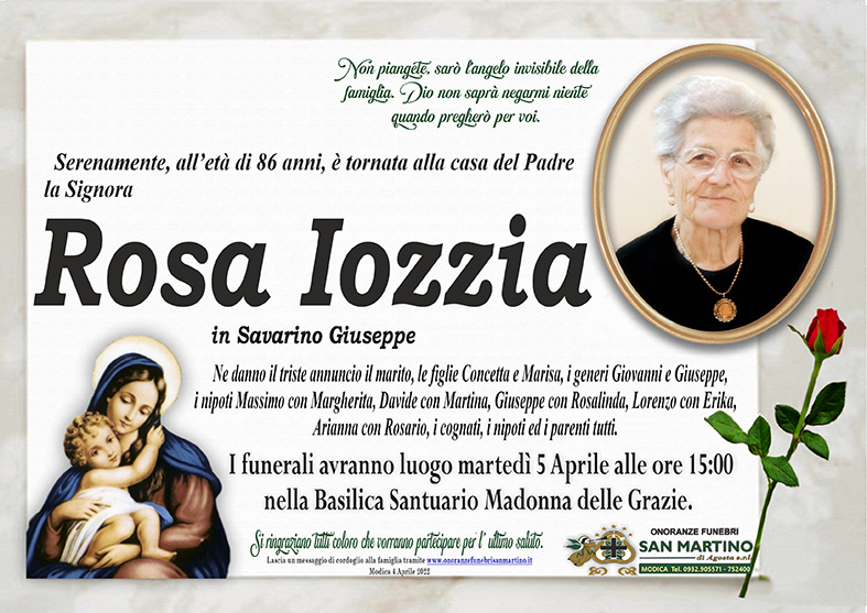 Necrologi: Rosa Iozzia