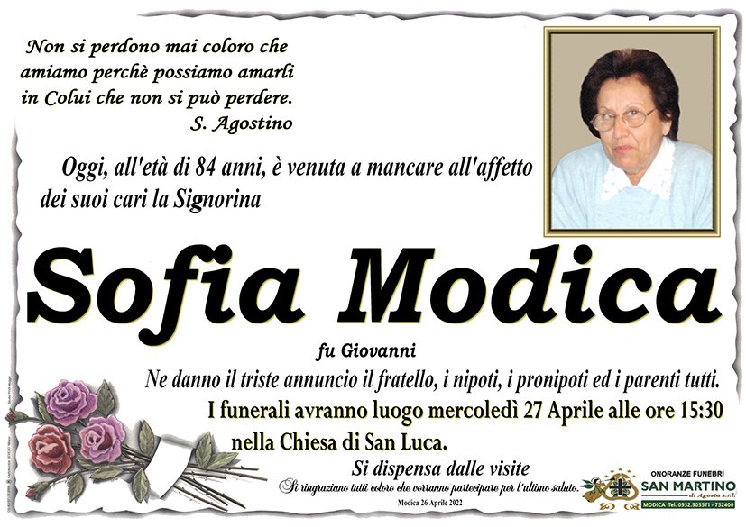 Necrologi: Sofia Modica