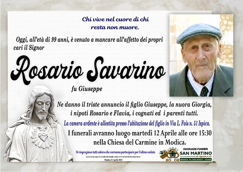 Necrologi: Rosario Savarino
