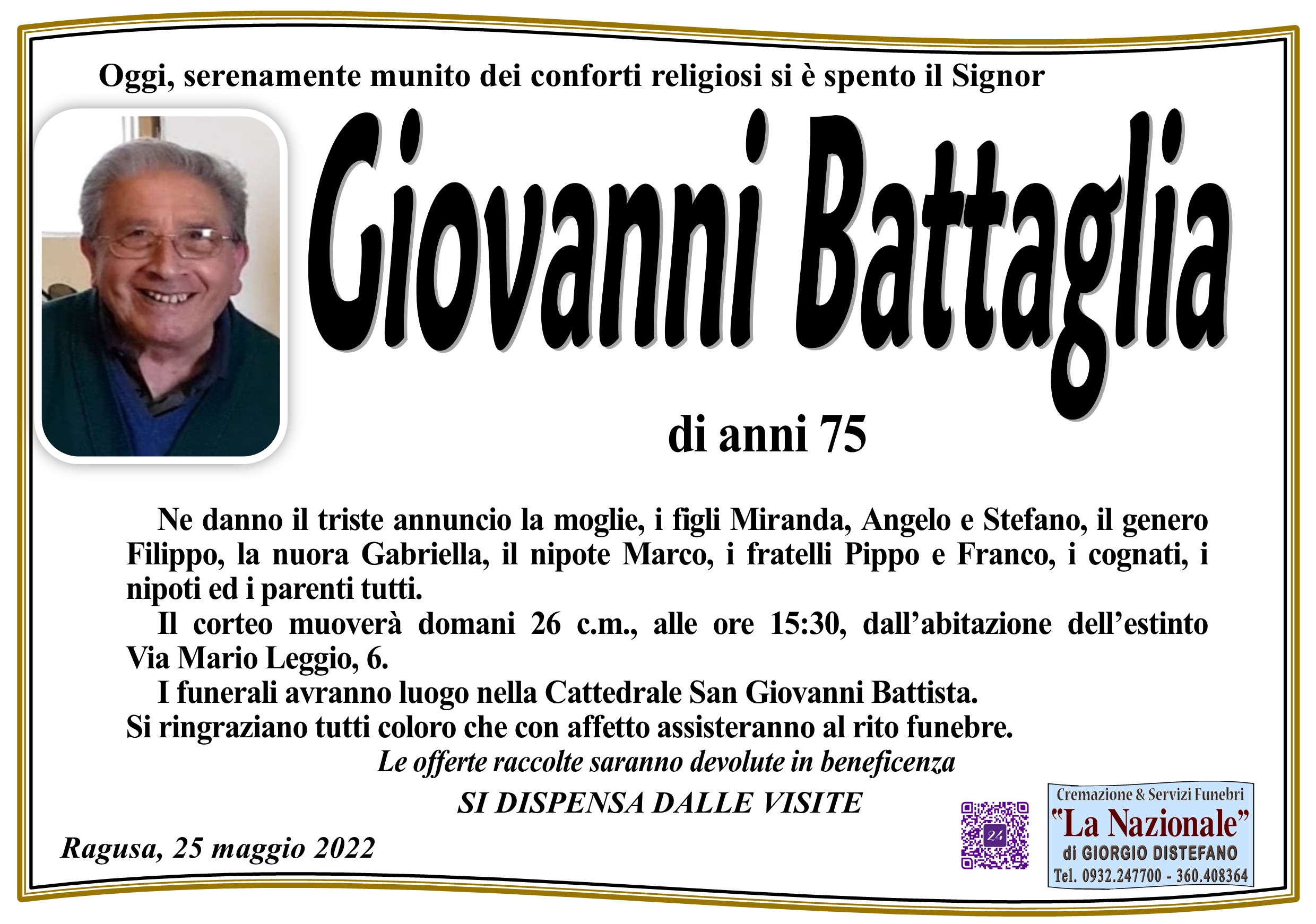 Necrologi: Giovanni Battaglia