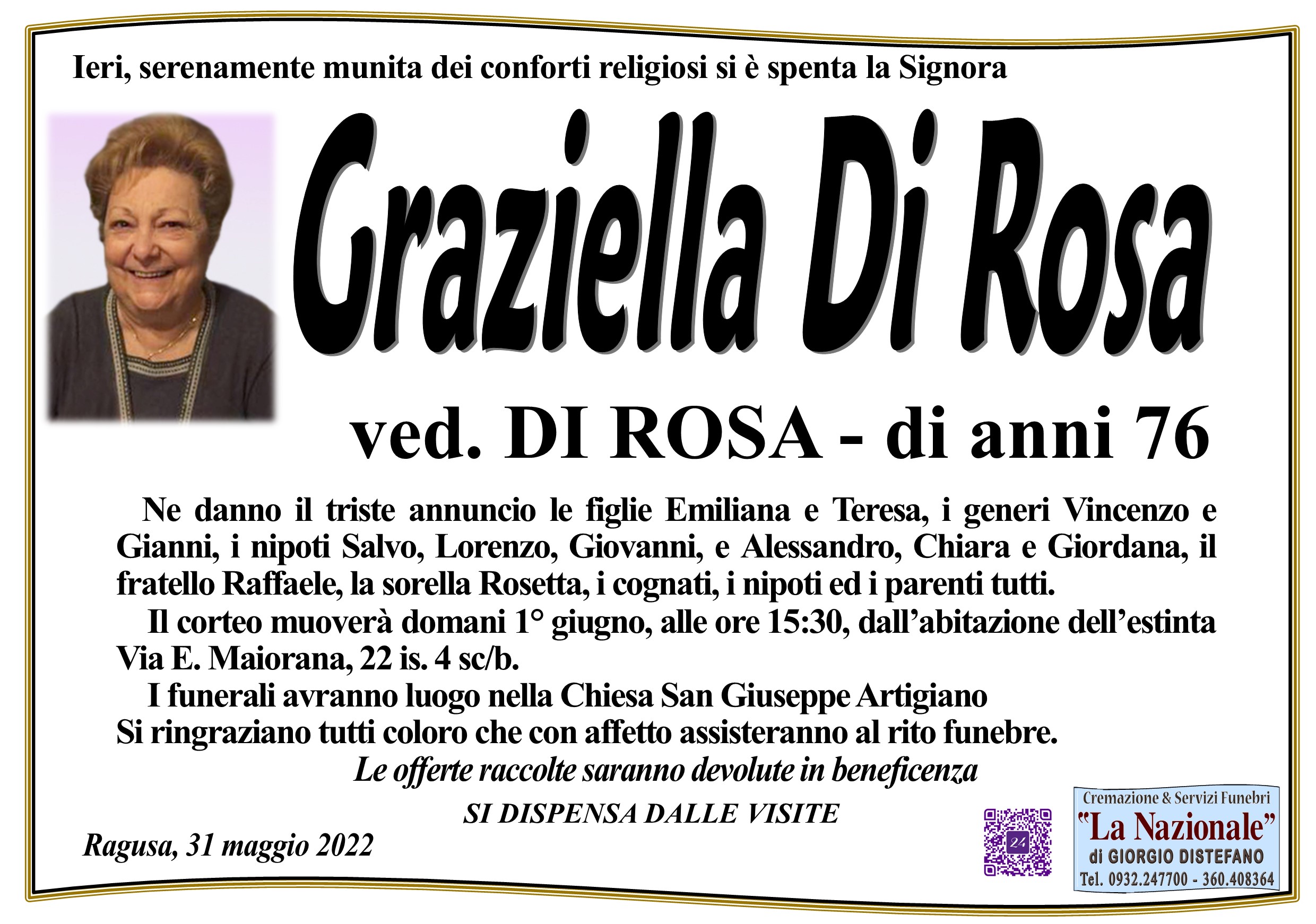 Necrologi: Graziella Di Rosa