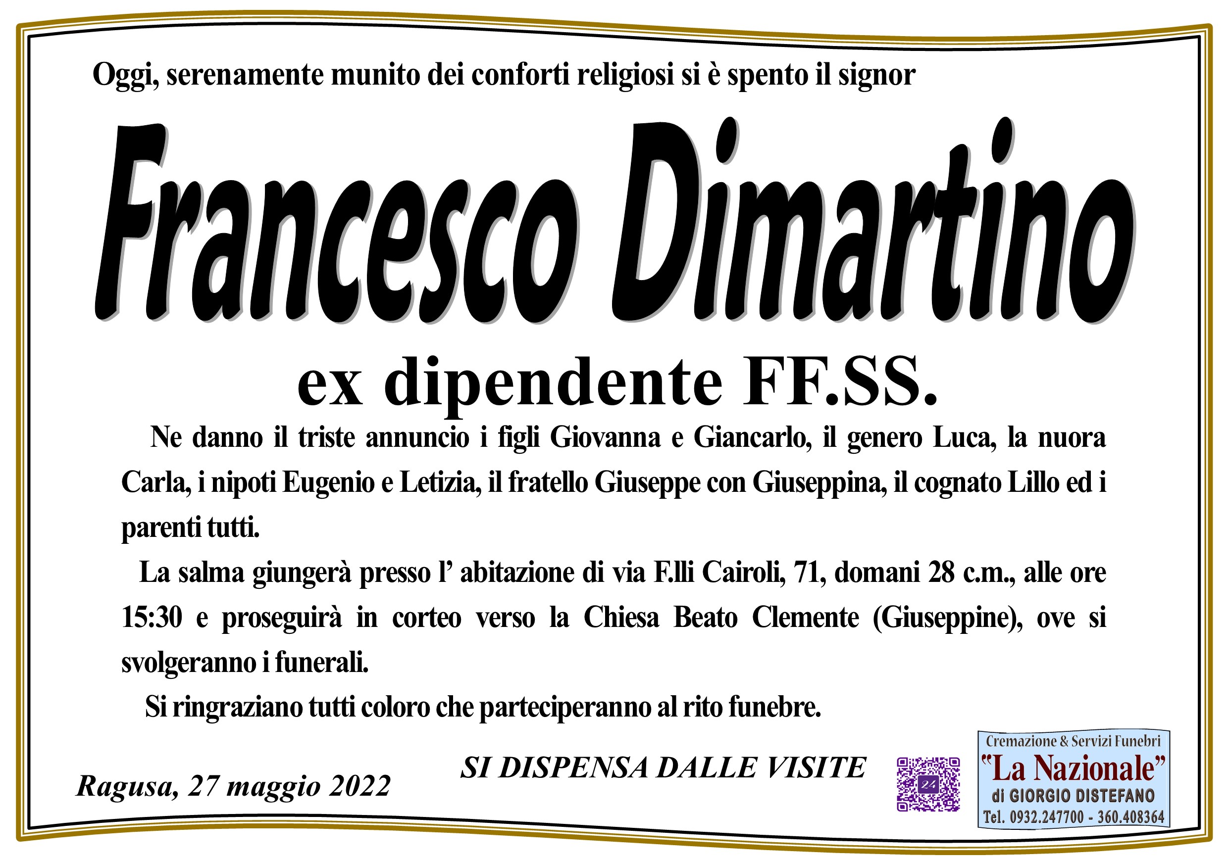 Necrologi: Francesco Dimartino