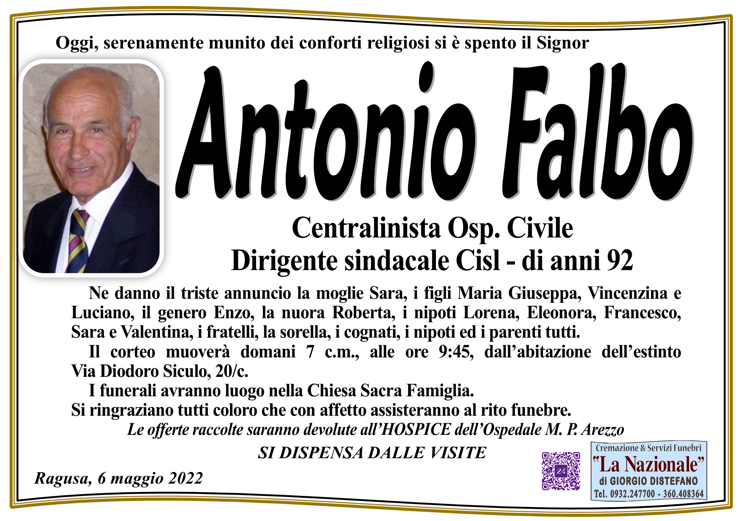 Necrologi: Antonio Falbo