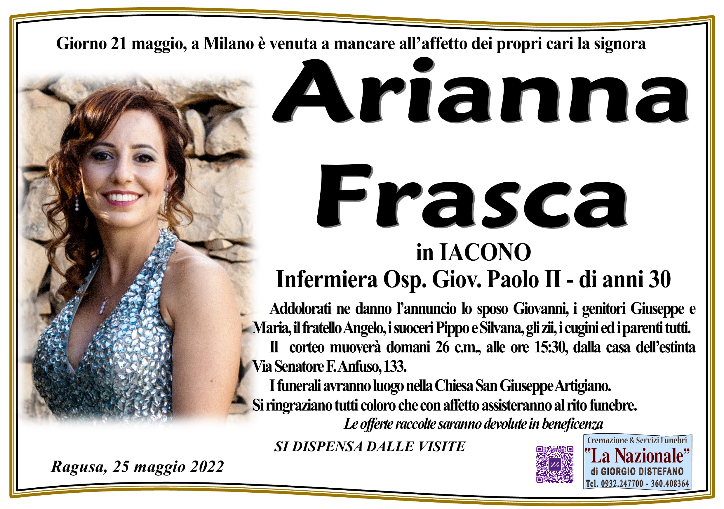 Necrologi: Arianna Frasca