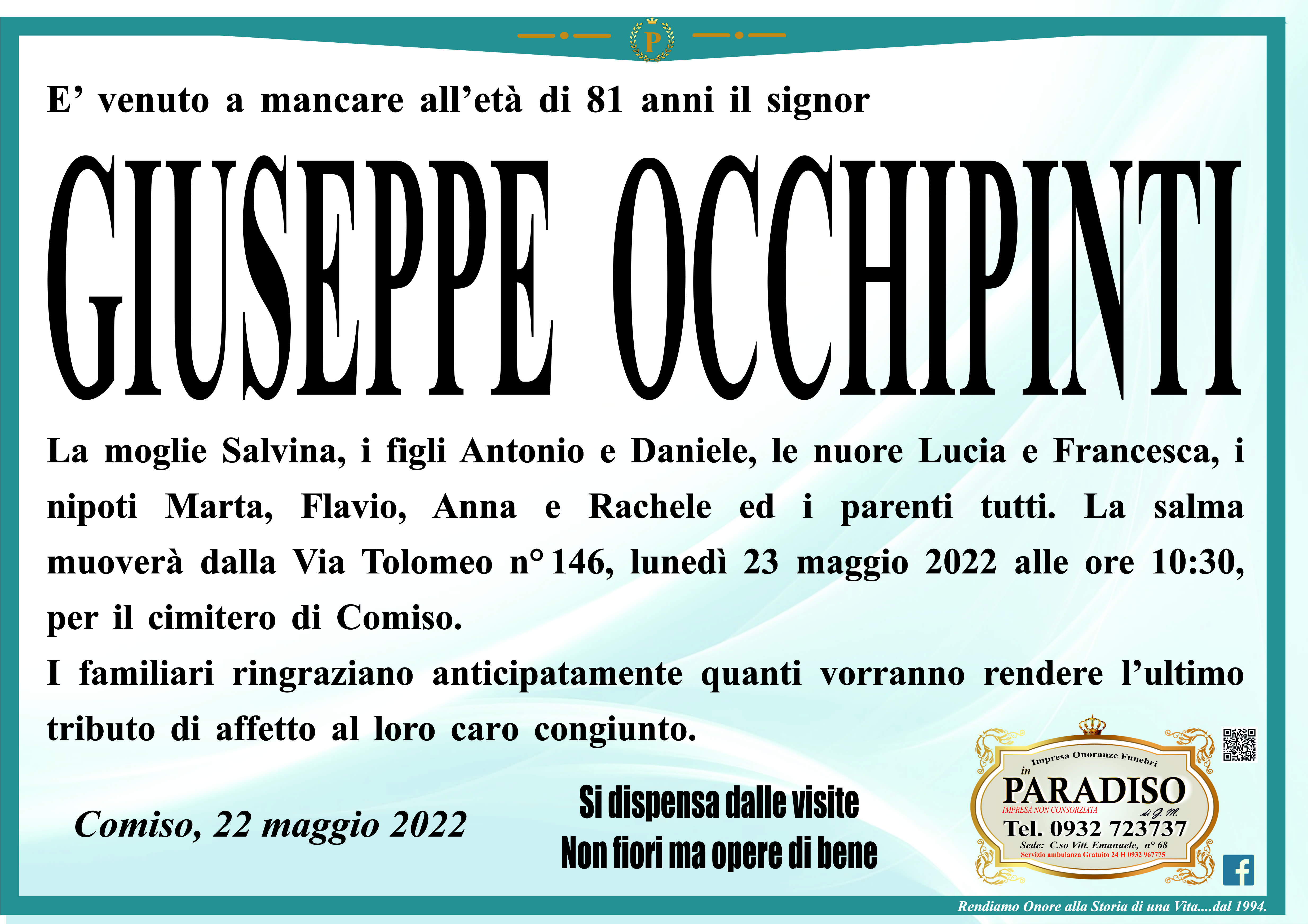 Necrologi: Giuseppe Occhipinti