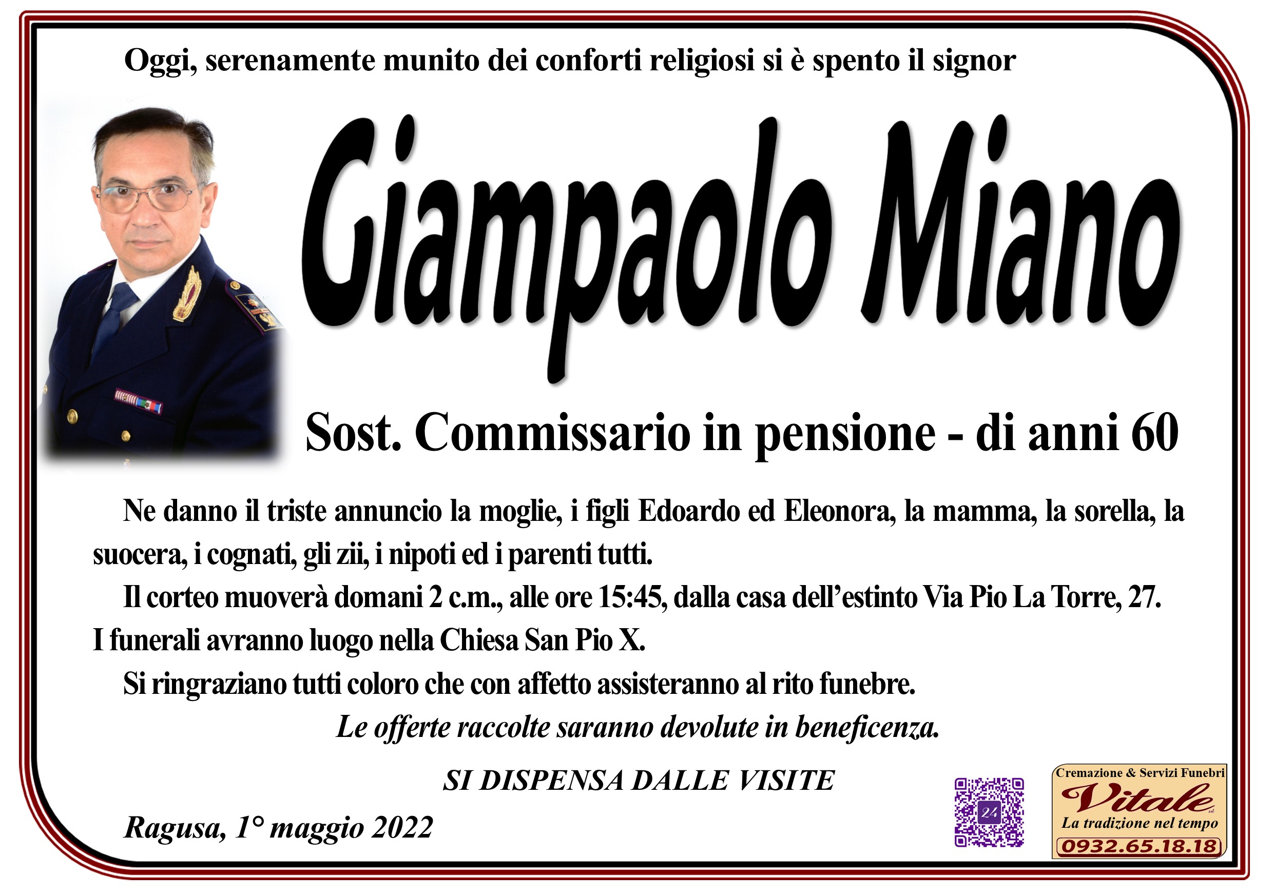 Necrologi: Giampaolo MIano