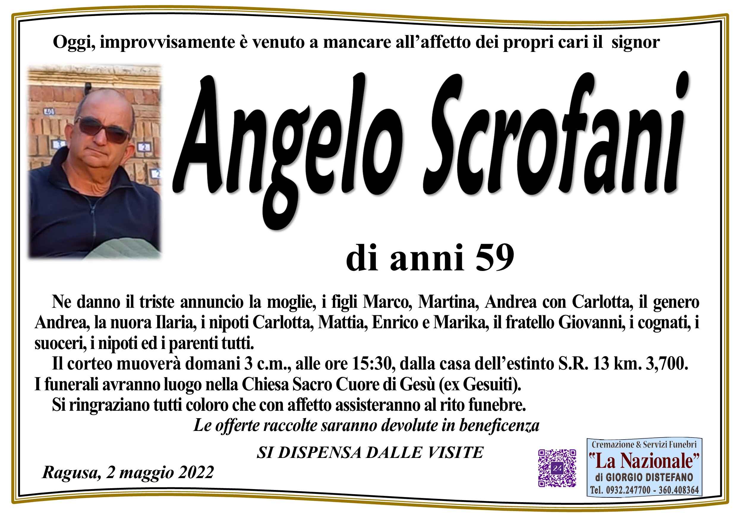Necrologi: Angelo Scrofani