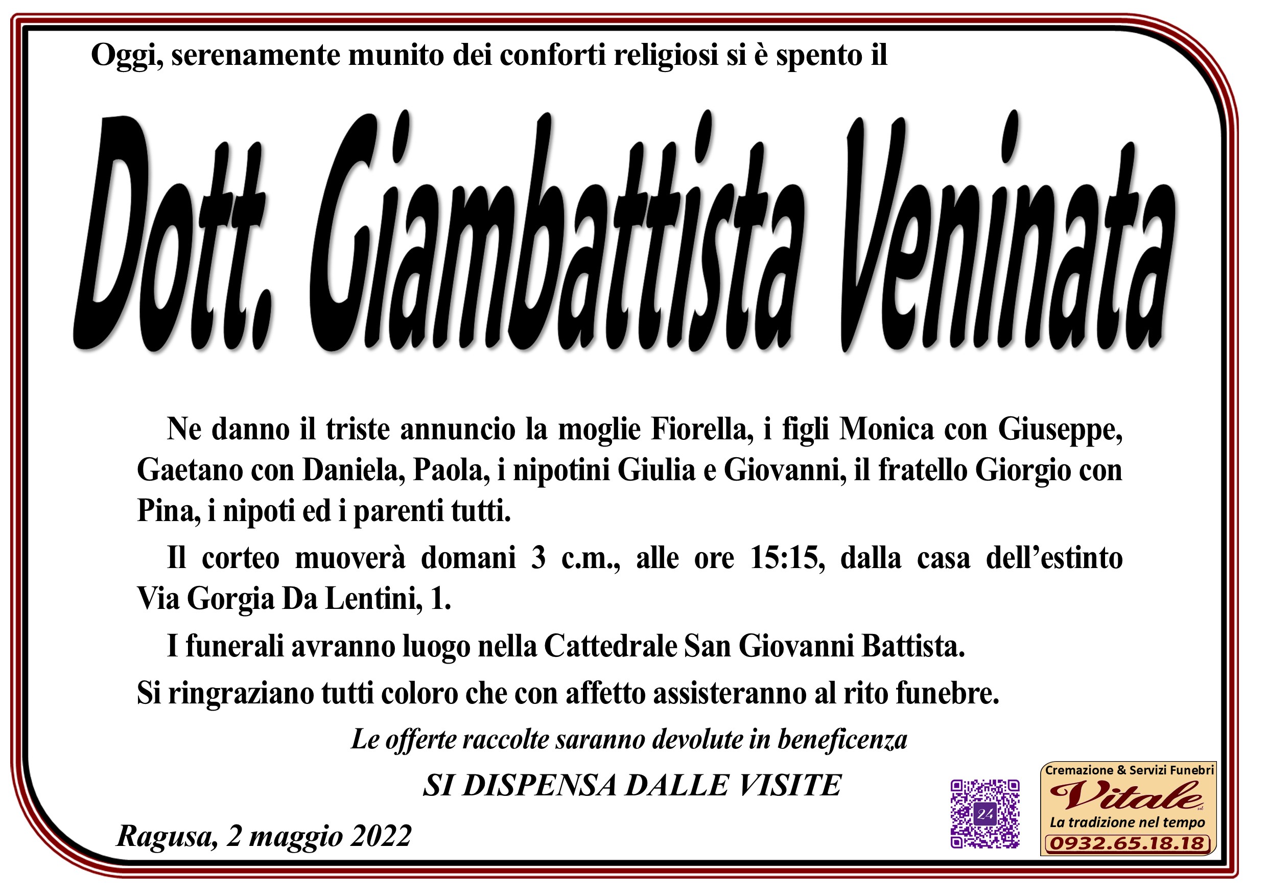 Necrologi: Giambattista Veninata