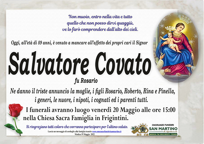 Necrologi: Salvatore Covato