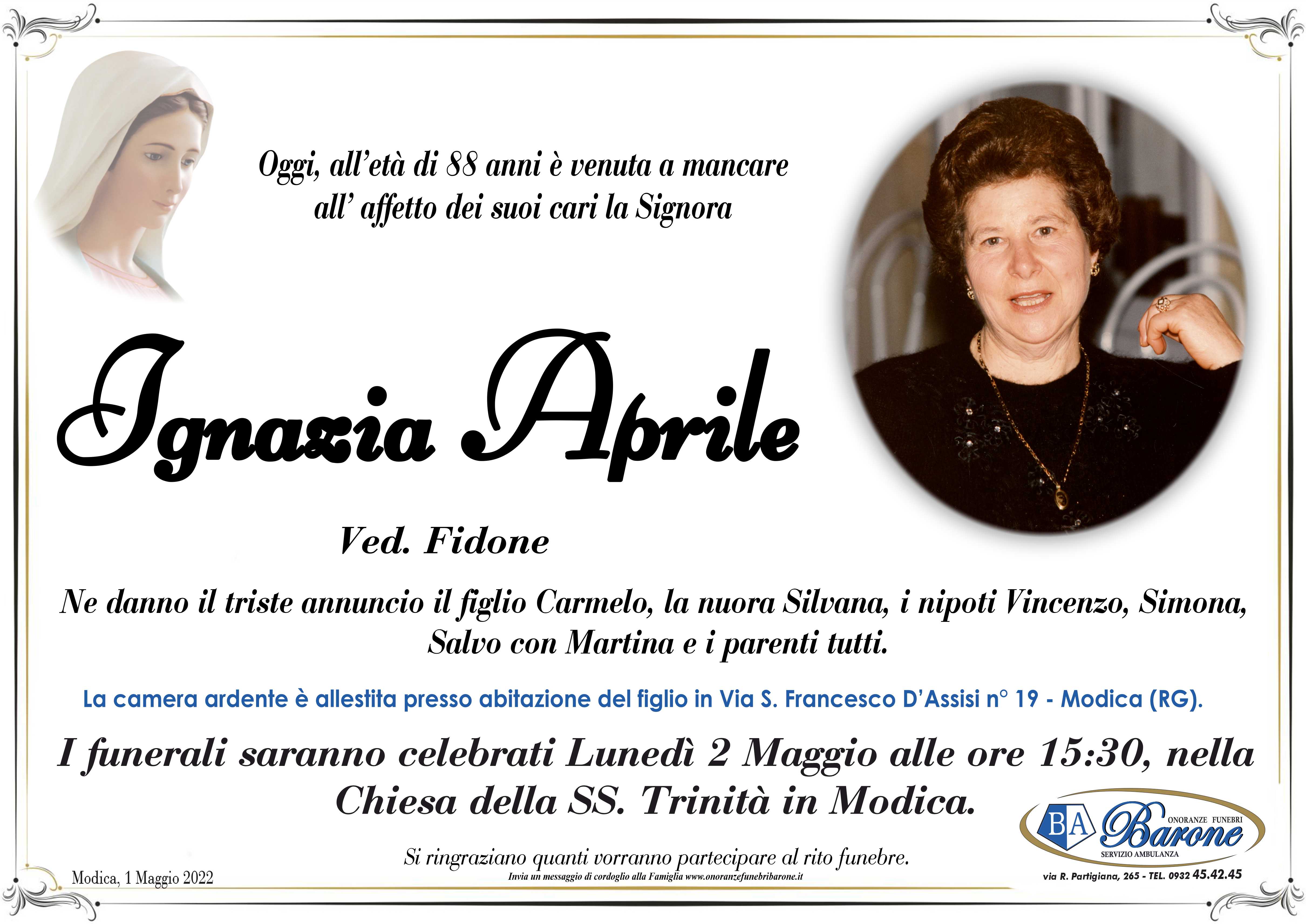 Necrologi: Ignazia Aprile