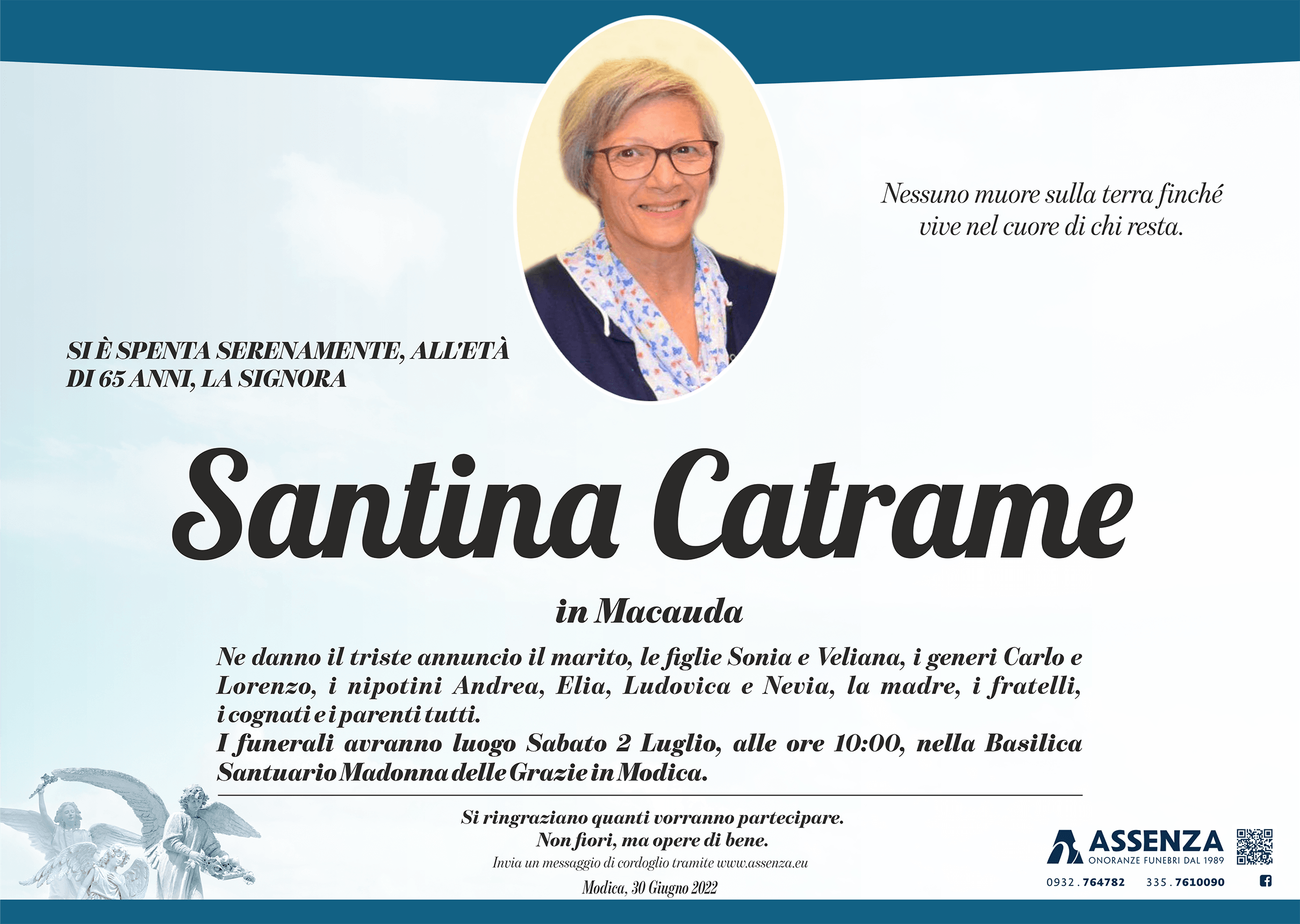 Necrologi: Santina Catrame