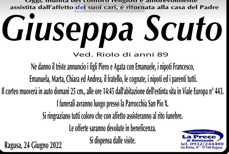 Necrologi: Giuseppa Scuto