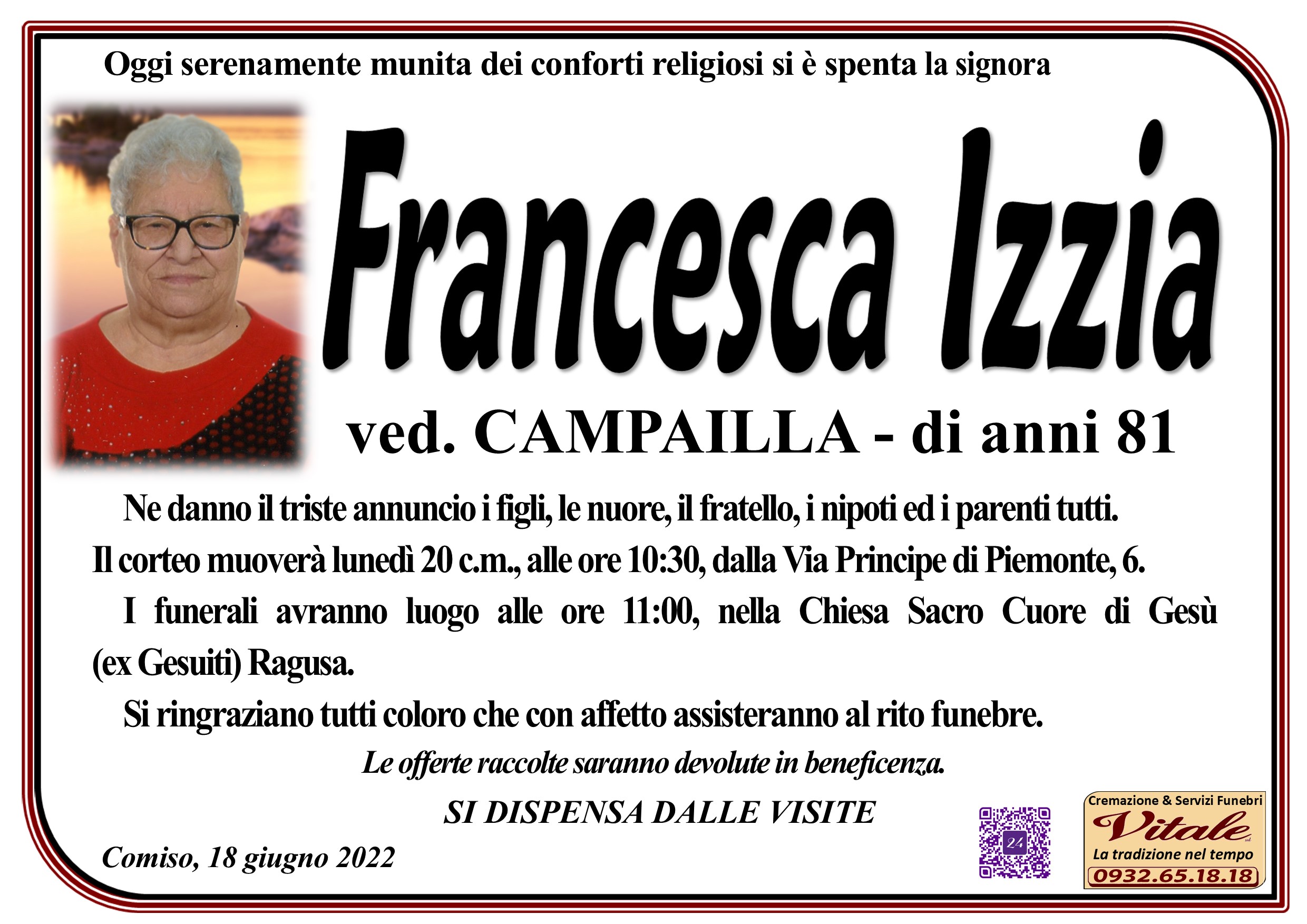 Necrologi: Francesca Izzia