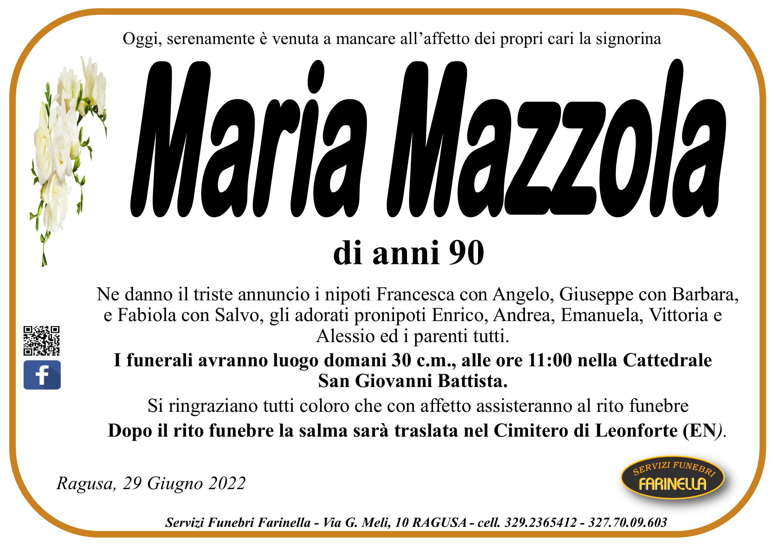 Necrologi: Maria Mazzola