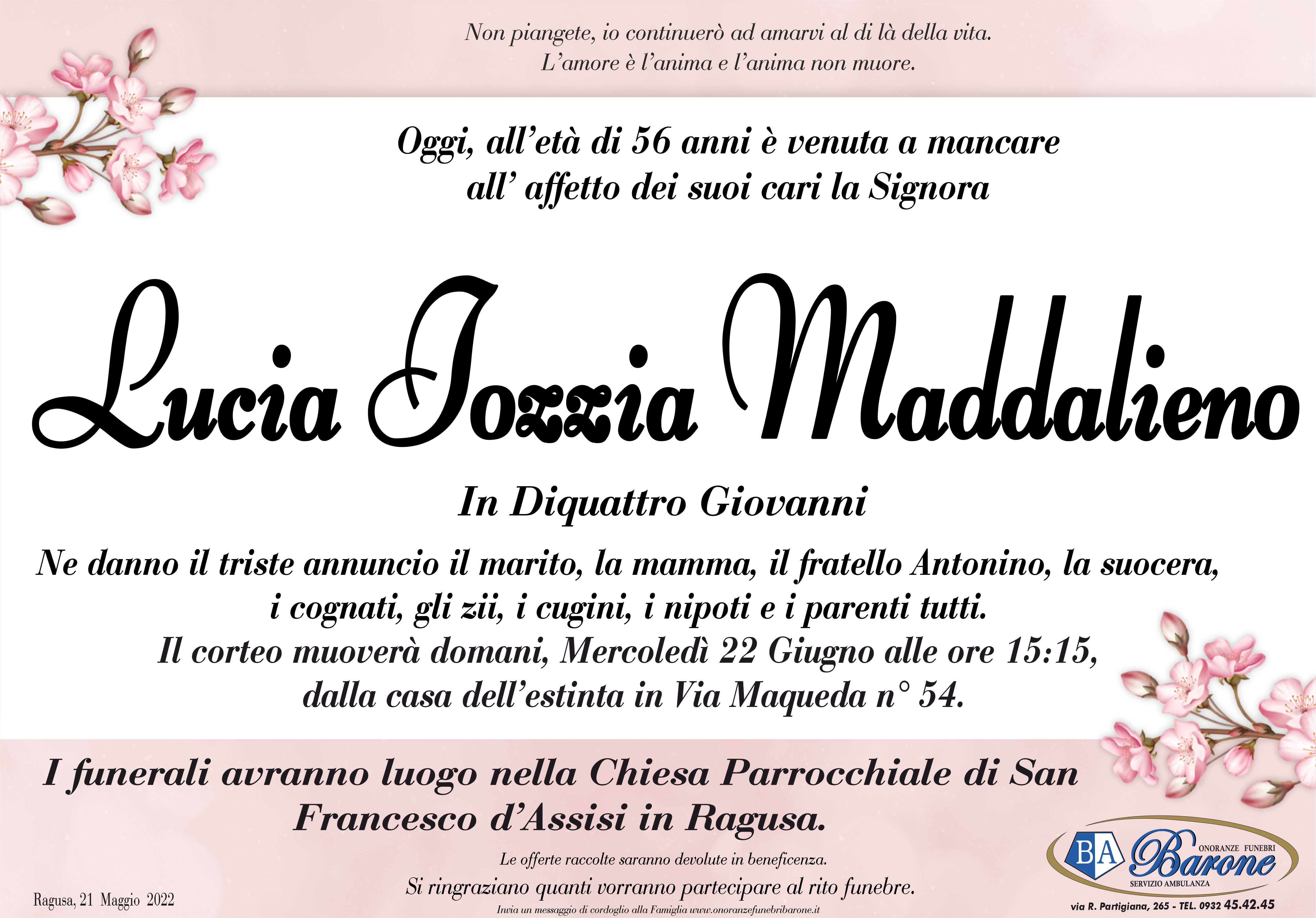 Necrologi: Lucia Iozzia Maddalieno