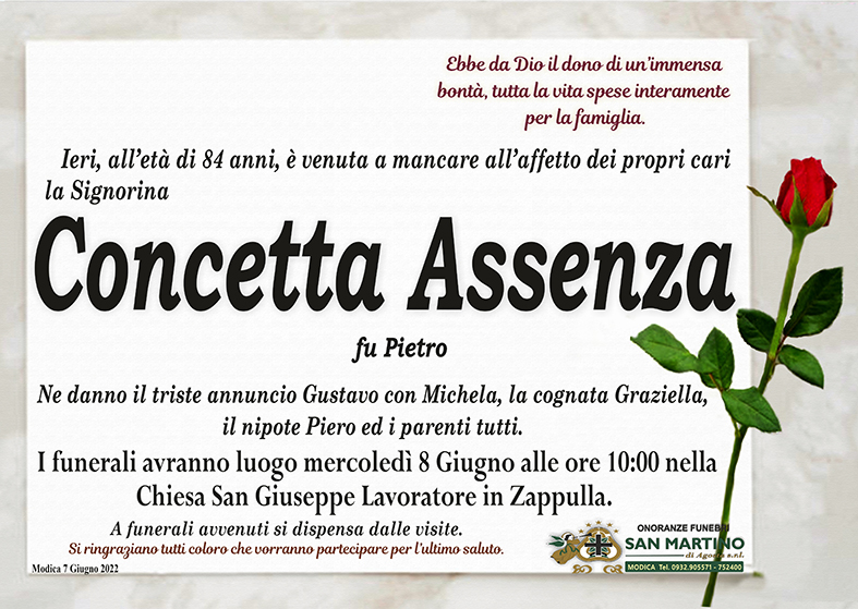 Necrologi: Concetta Assenza