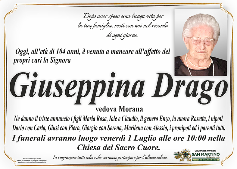Necrologi: Giuseppina Drago