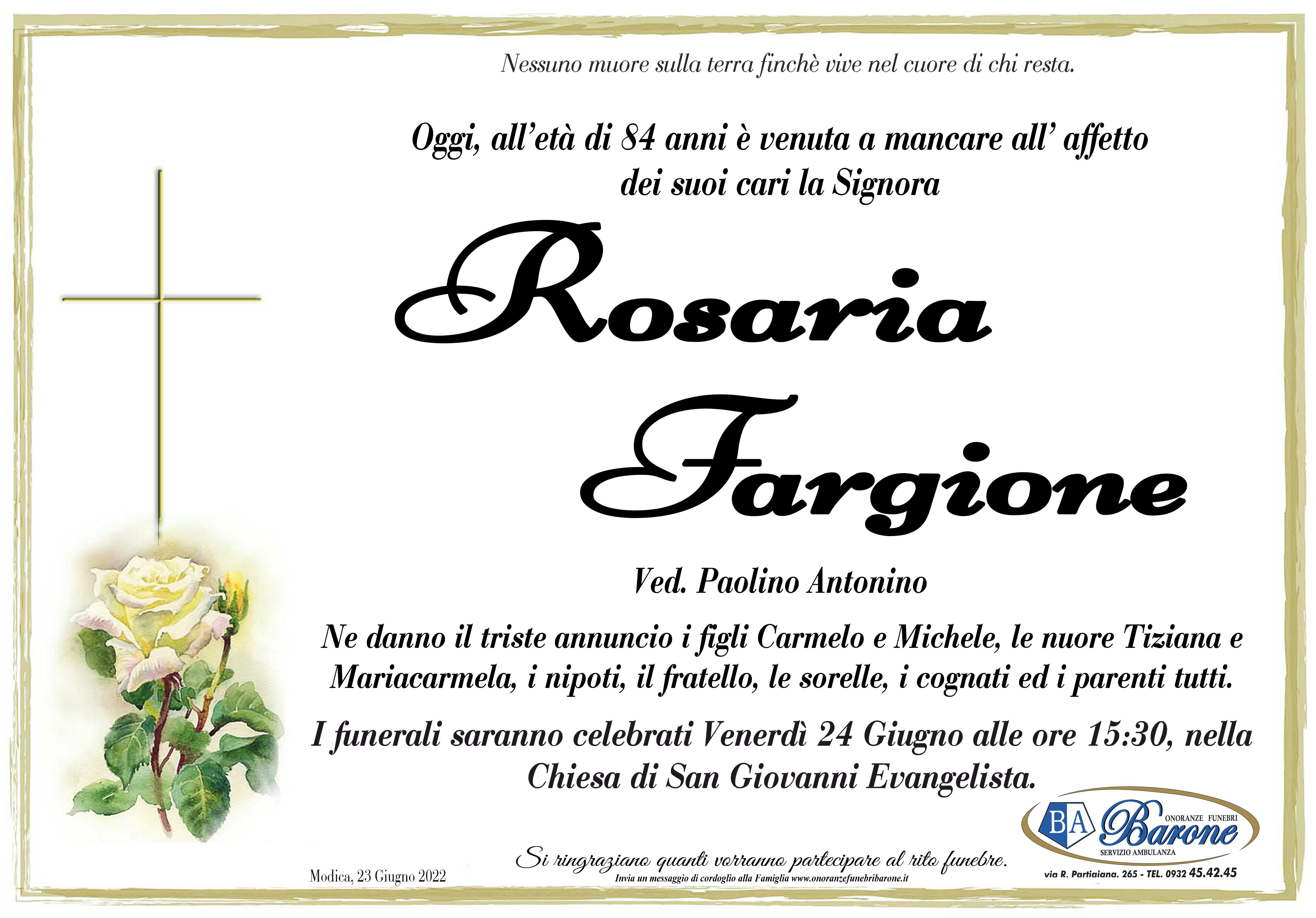 Necrologi: Rosaria Fargione