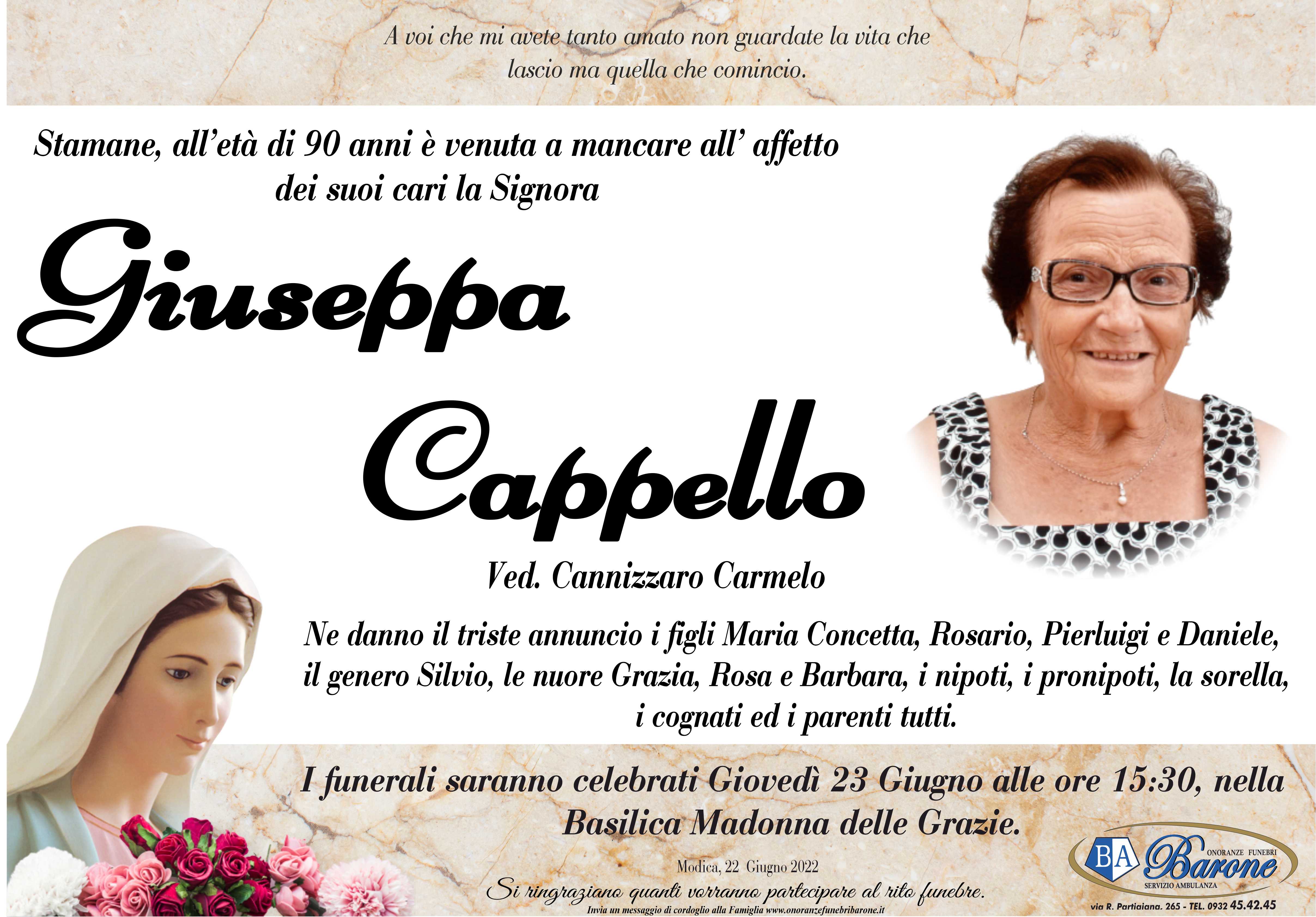 Necrologi: Giuseppa Cappello