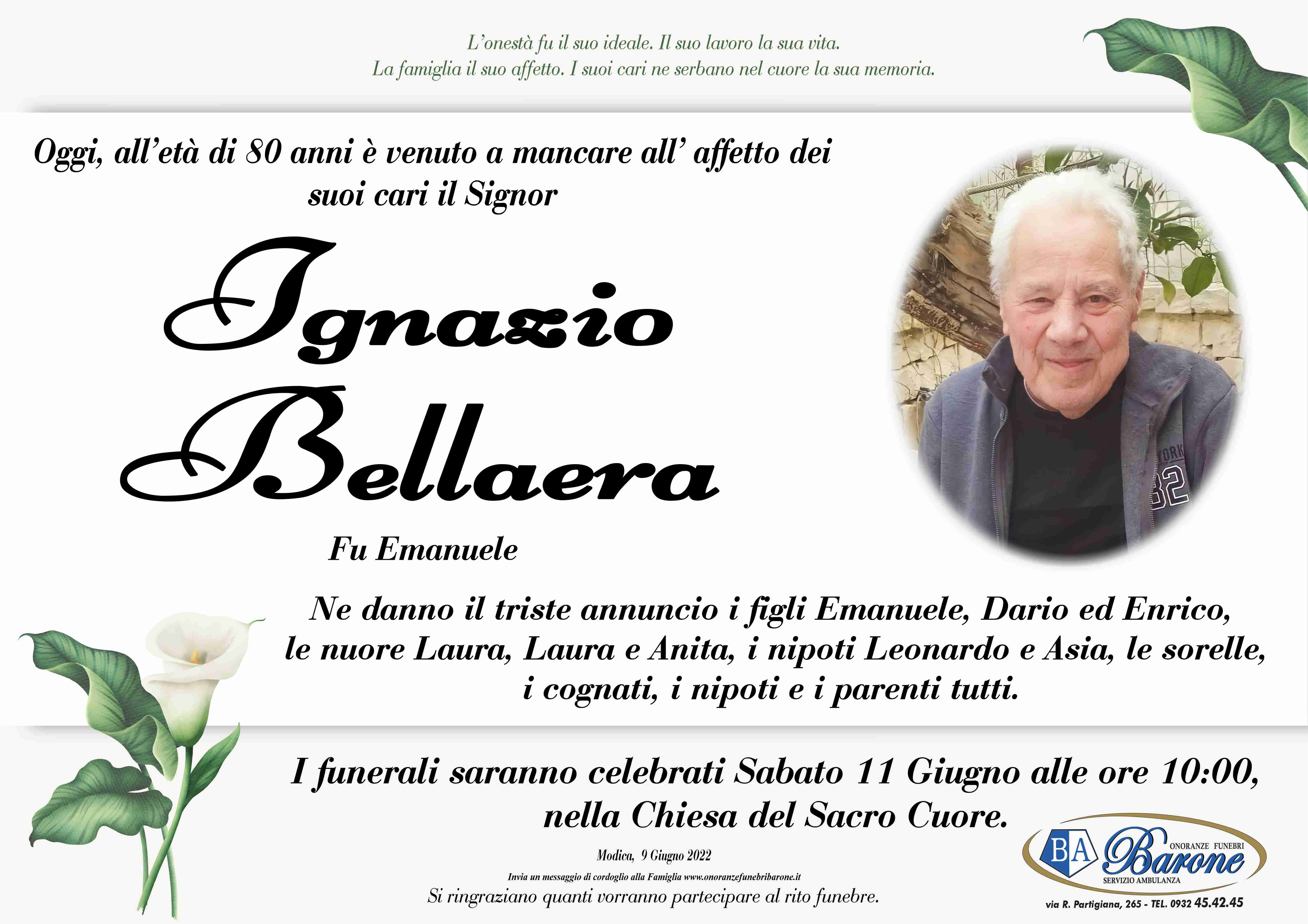 Necrologi: Ignazio Bellaera