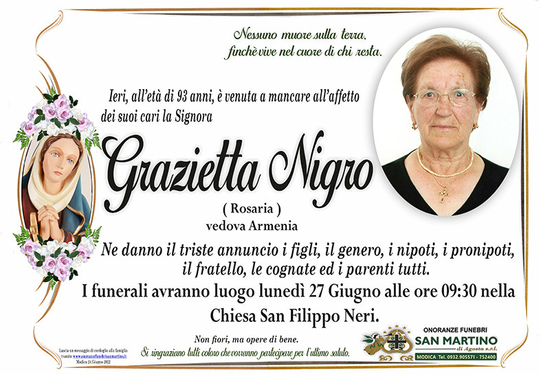 Necrologi: Grazietta Nigro