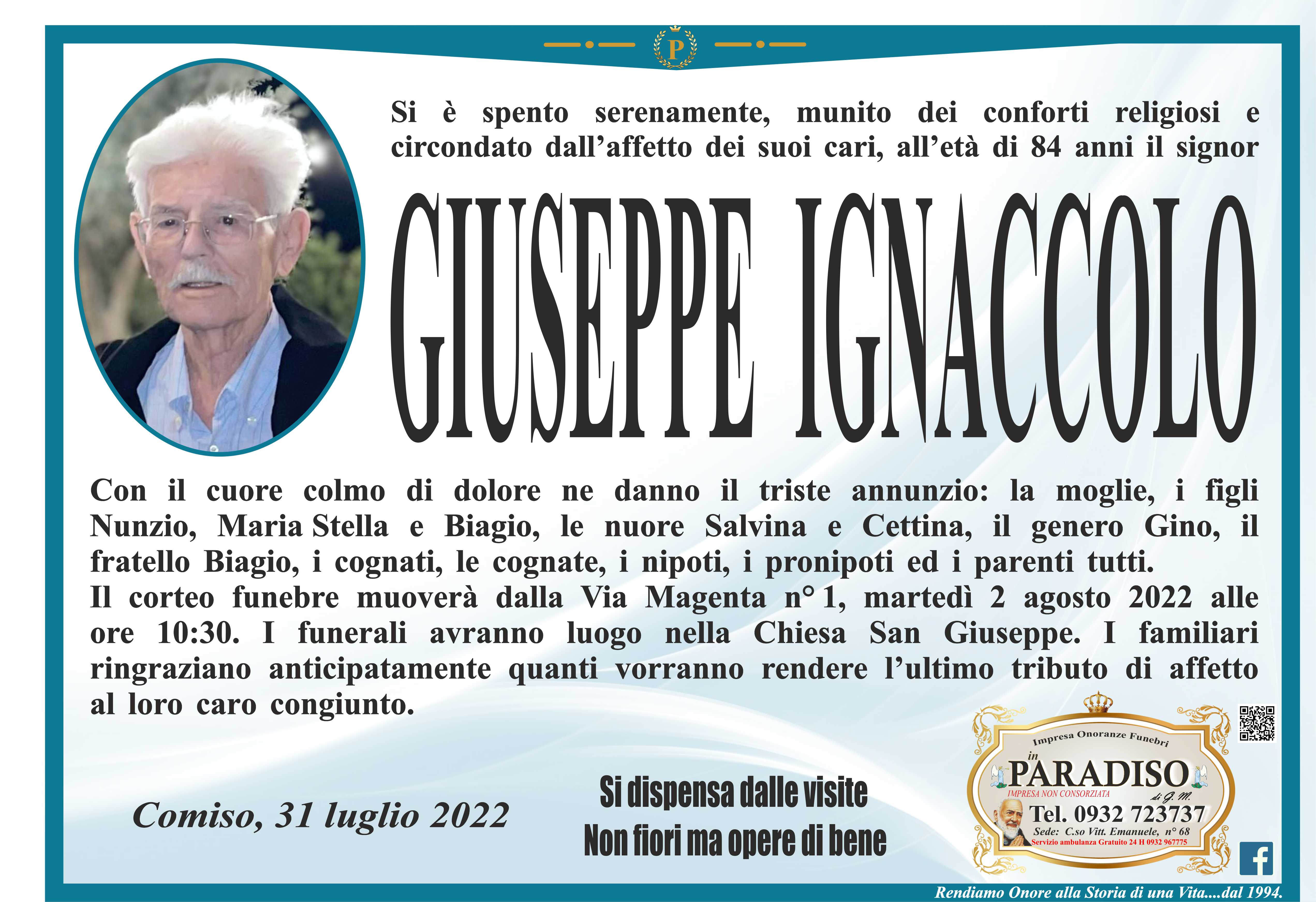 Necrologi: Giuseppe Ignaccolo