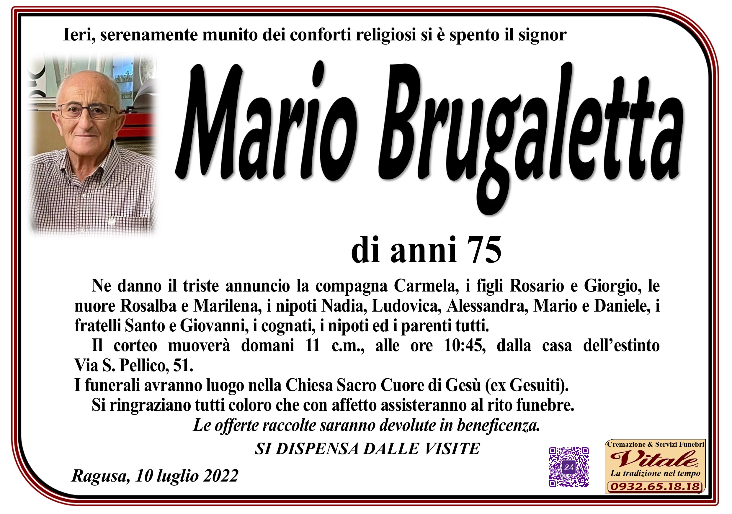 Necrologi: Mario Brugaletta