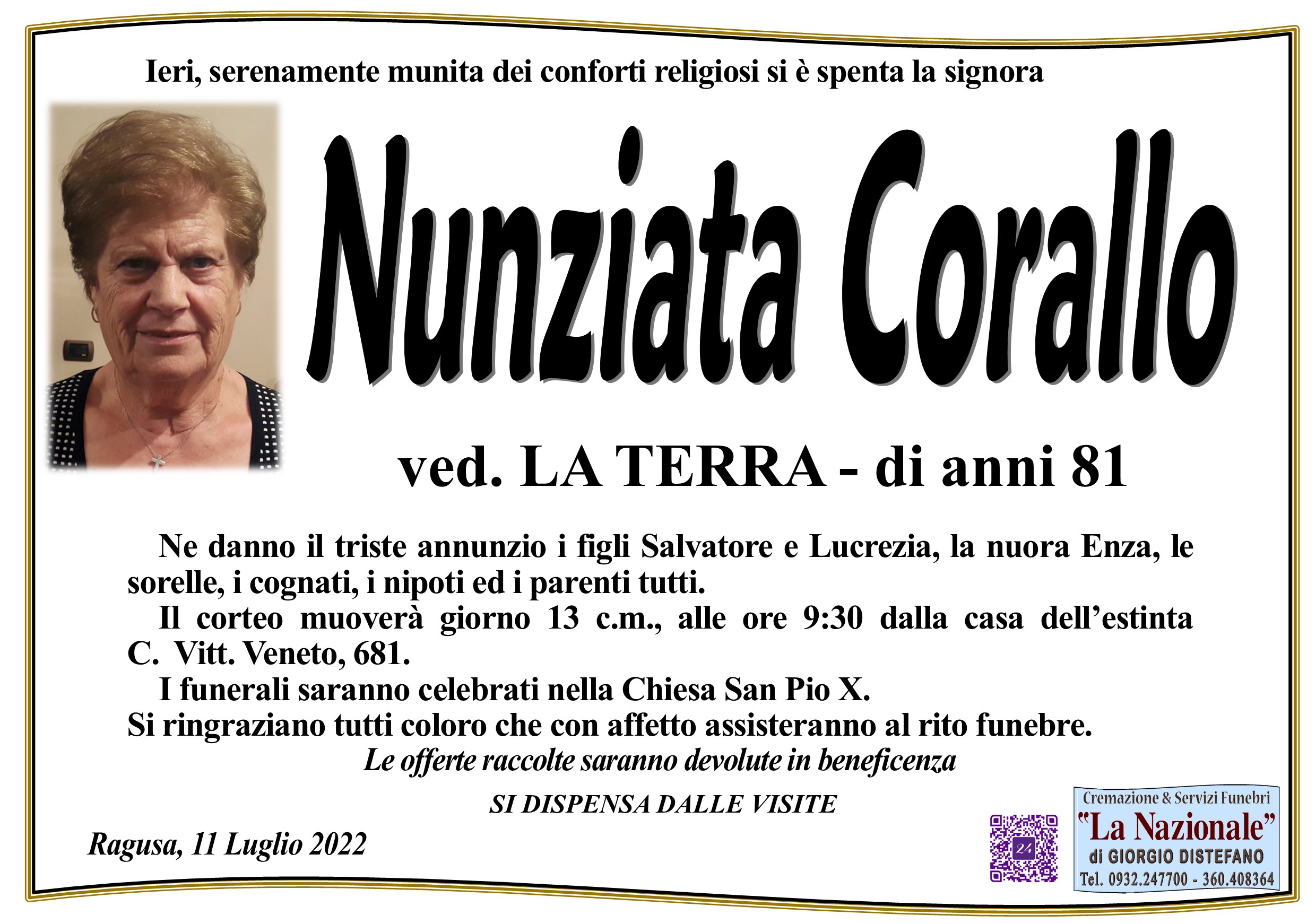 Necrologi: Nunziata Corallo