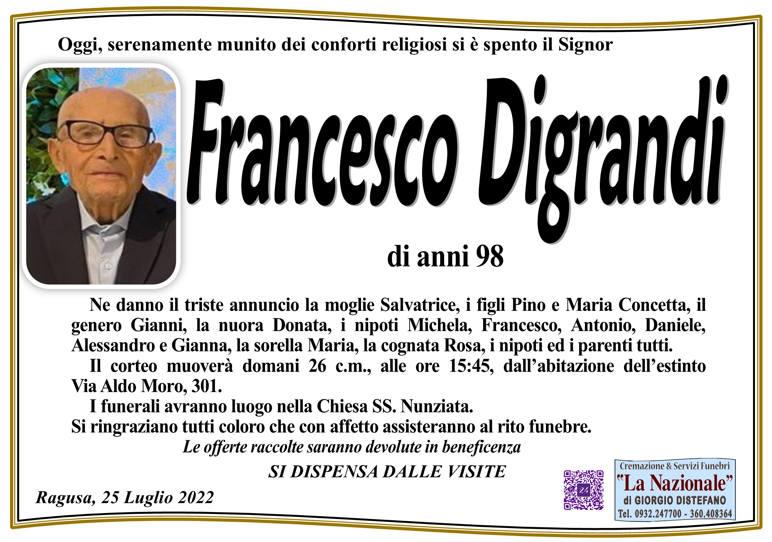 Necrologi: Francesco Digrandi