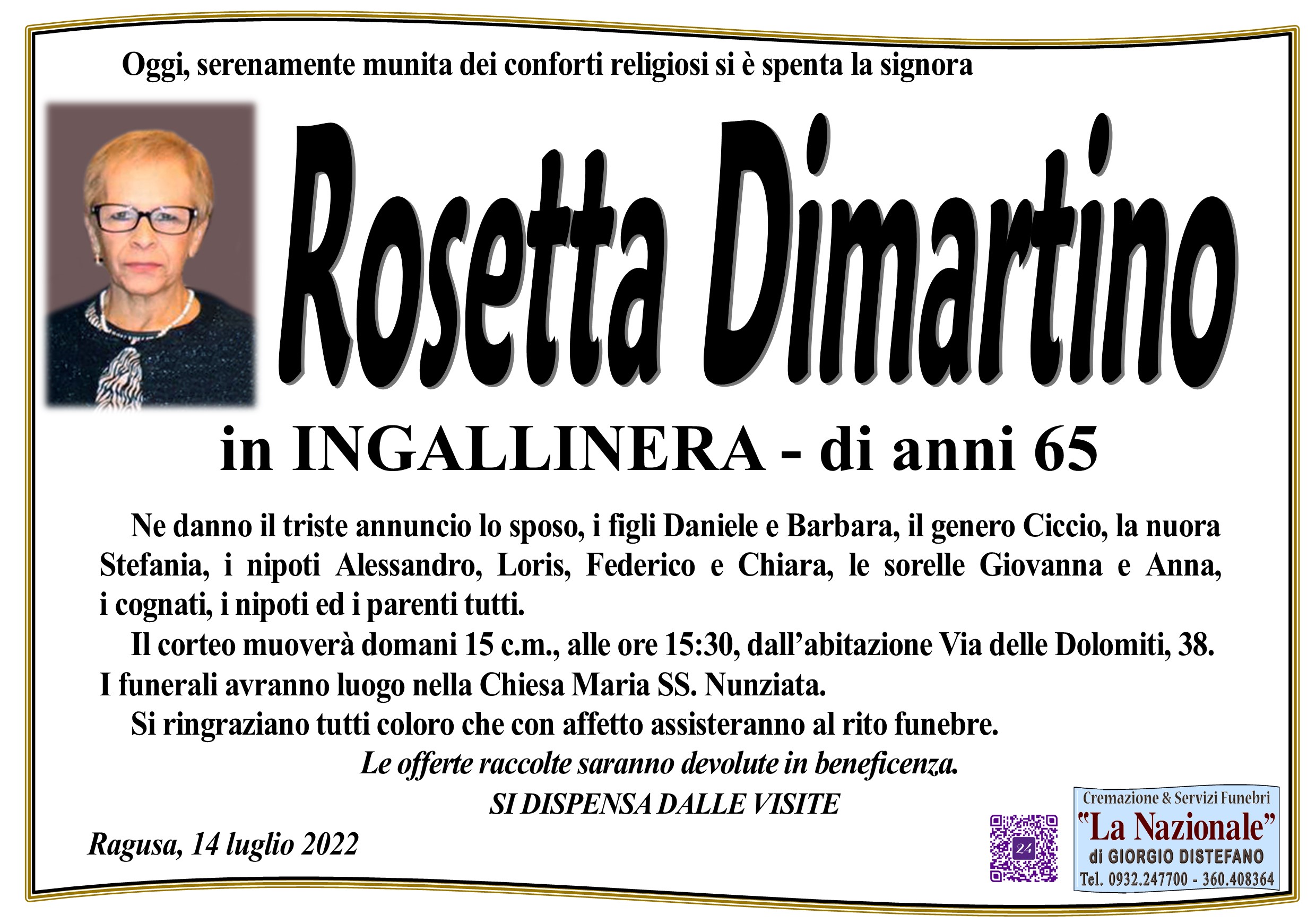 Necrologi: Rosetta Dimartino