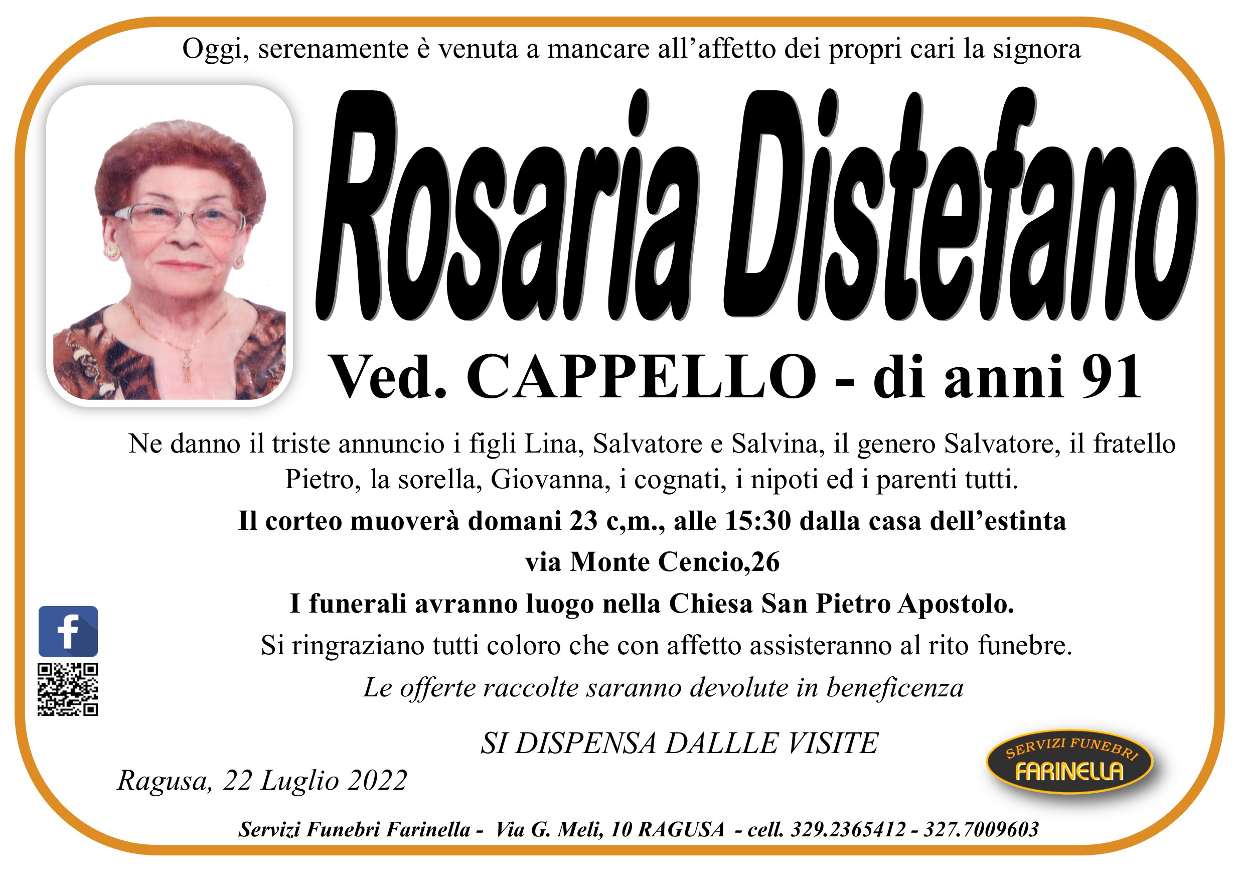 Necrologi: Rosaria Distefano