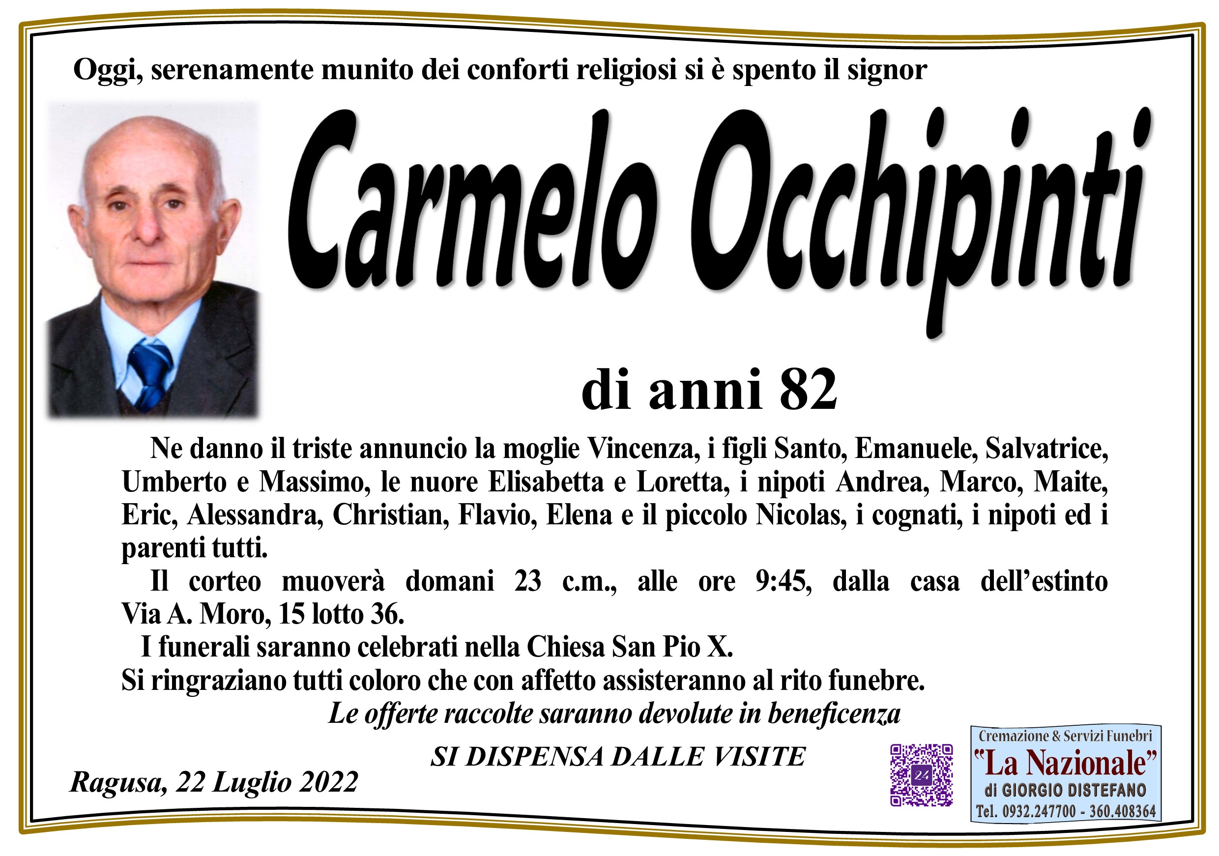 Necrologi: Carmelo Occhipinti