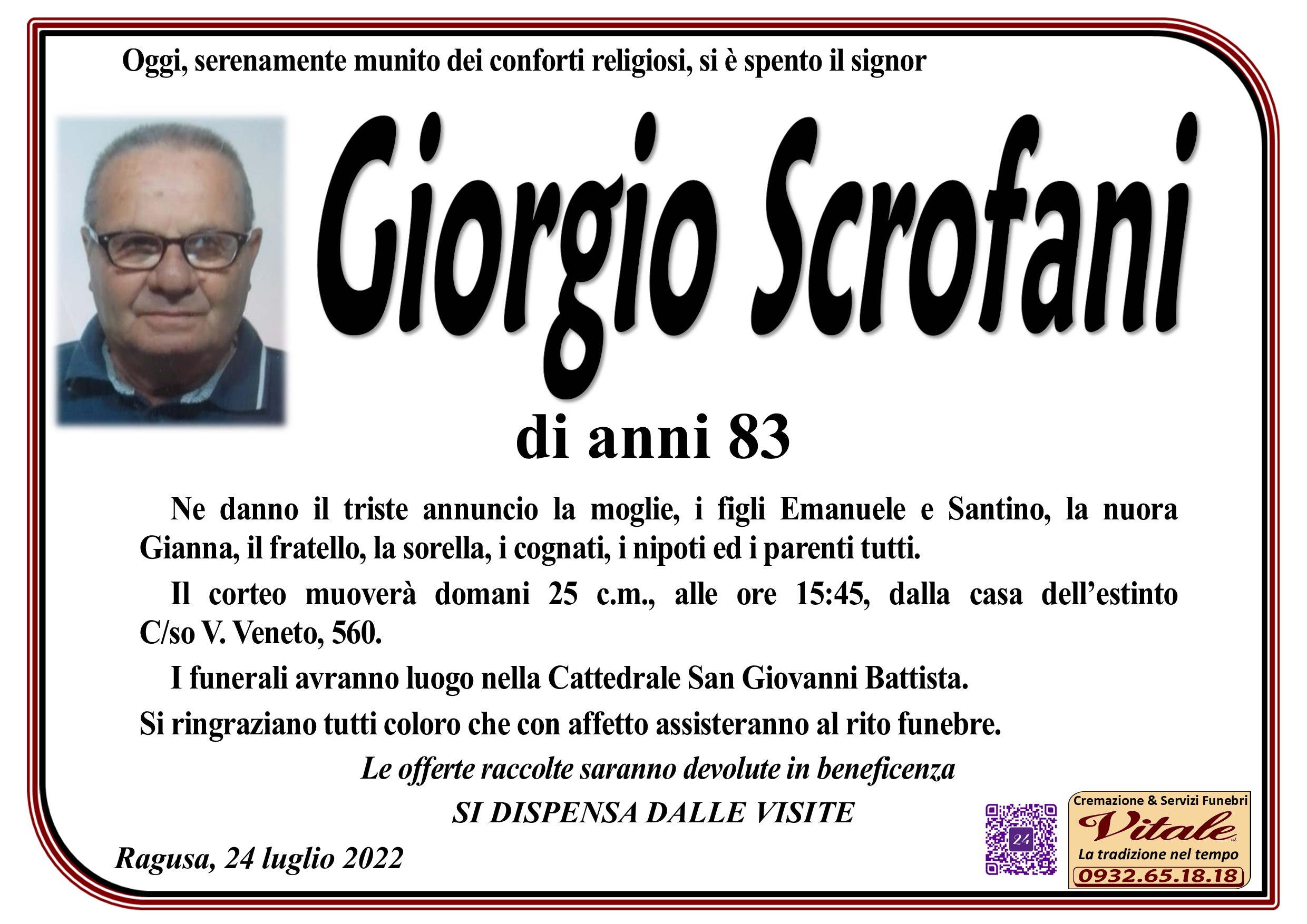 Necrologi: Giorgio Scrofani