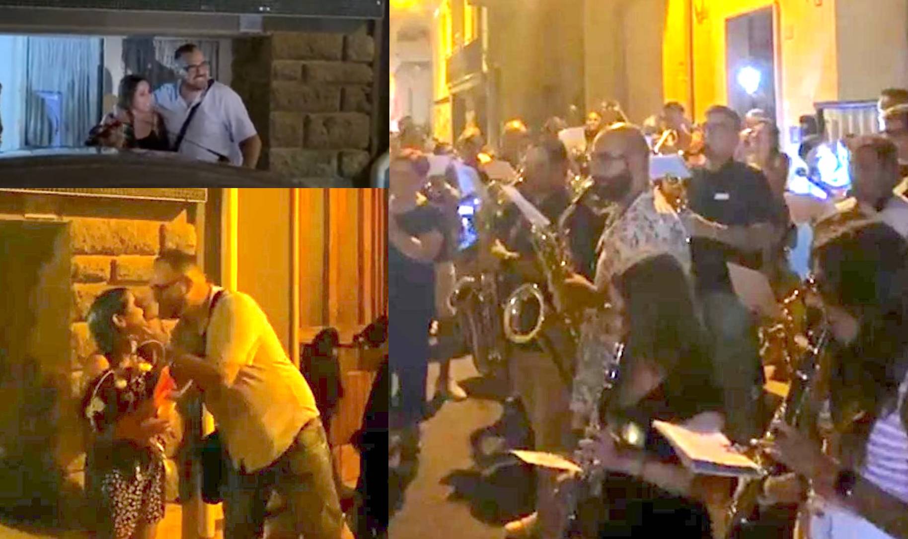 Quando a fare la serenata d’amore ti accompagna mezzo paese, banda compresa. VIDEO