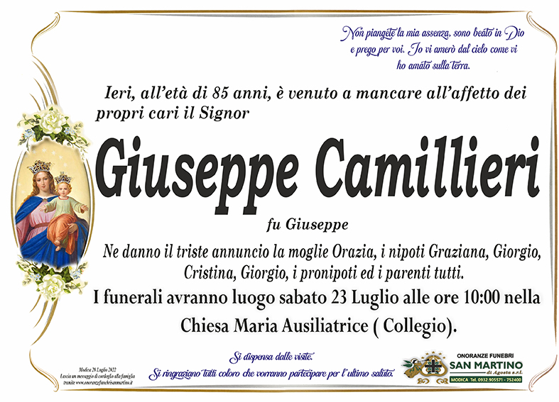 Necrologi: Giuseppe Camillieri