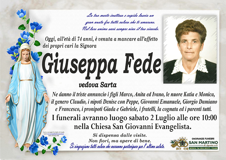 Necrologi: Giuseppa Fede