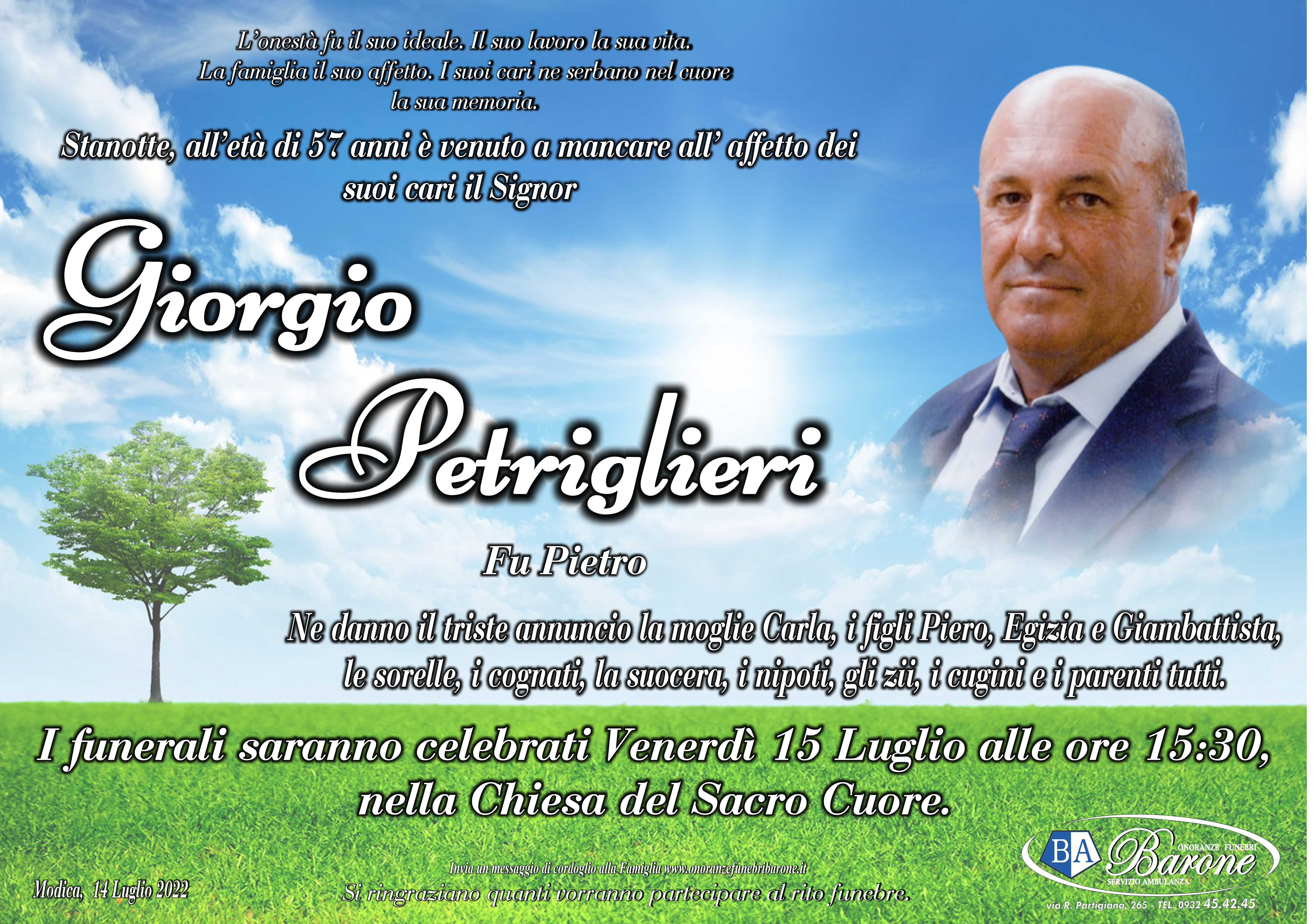 Necrologi: Giorgio Petriglieri