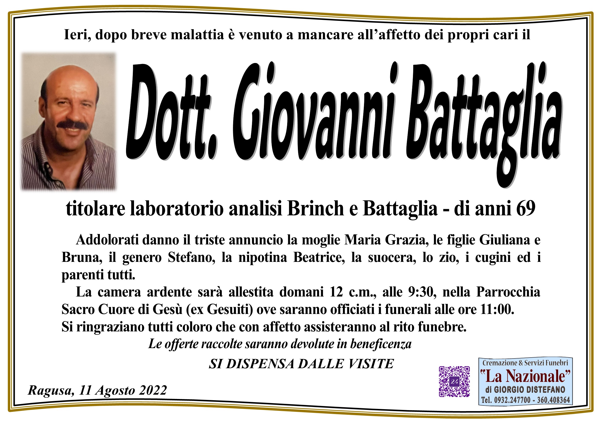 Necrologi: Giovanni Battaglia