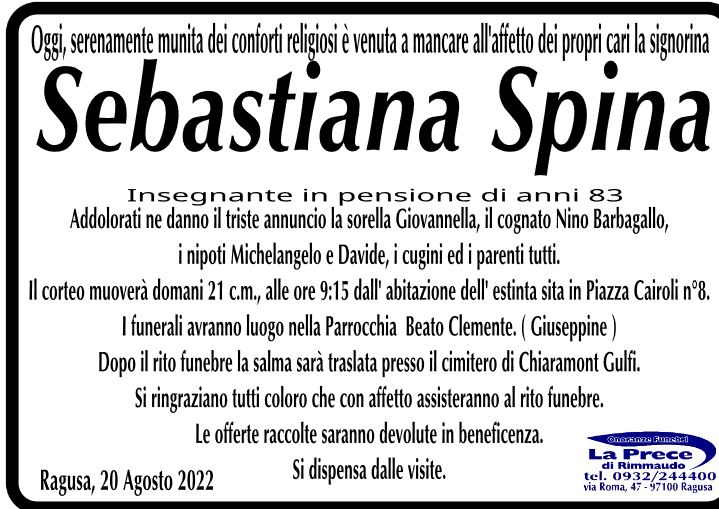 Necrologi: Sebastiana La Spina