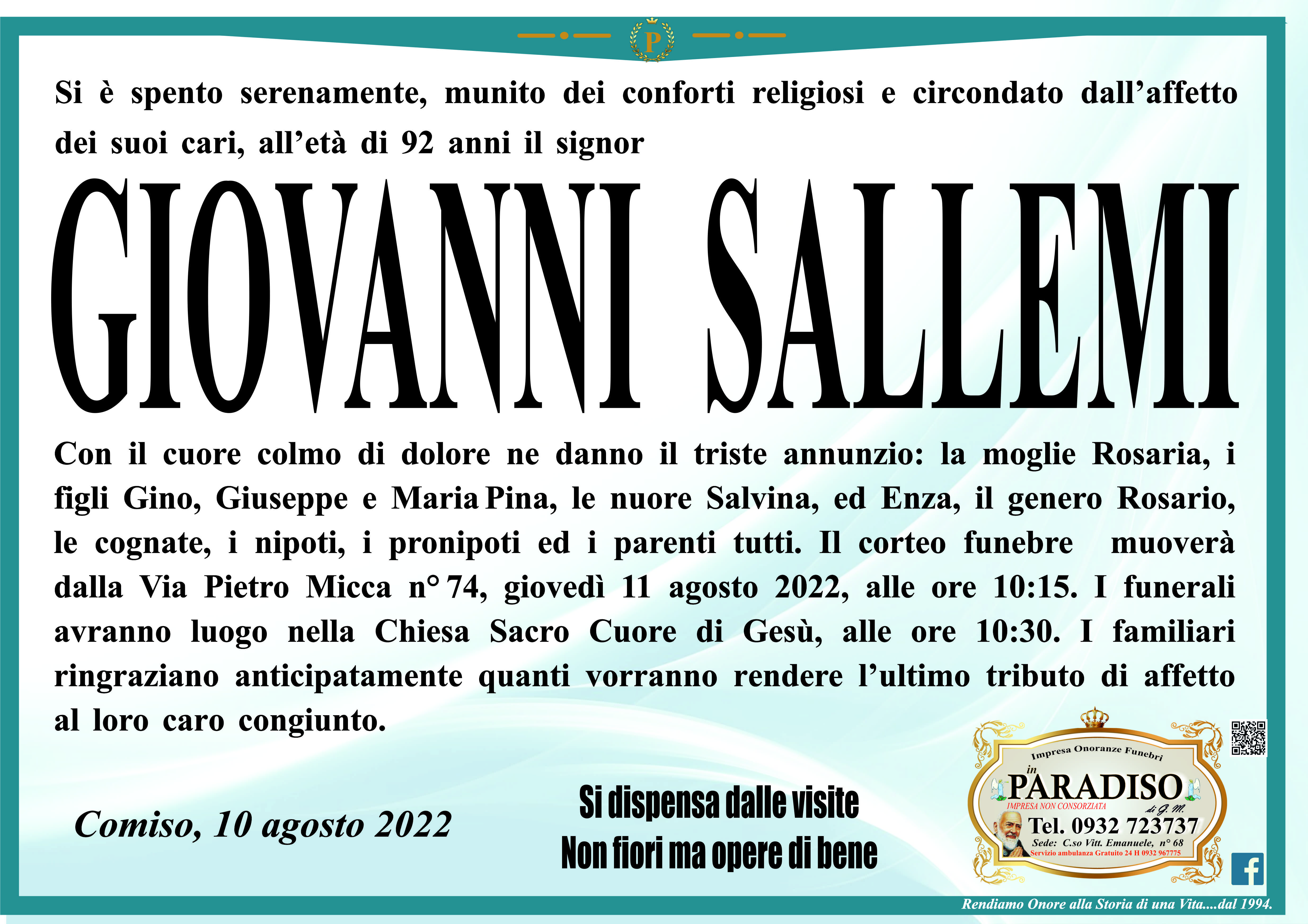 Necrologi: Giovanni Sallemi
