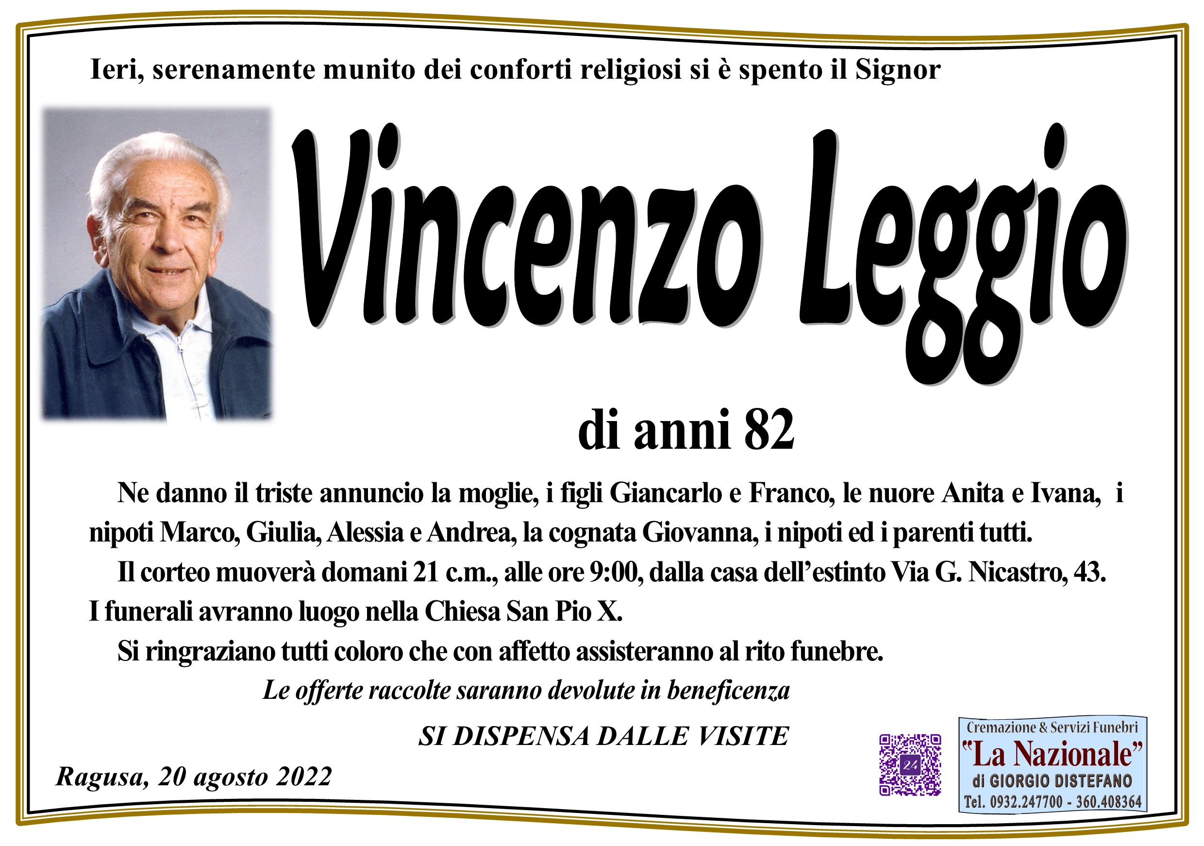 Necrologi: Vincenzo Leggio