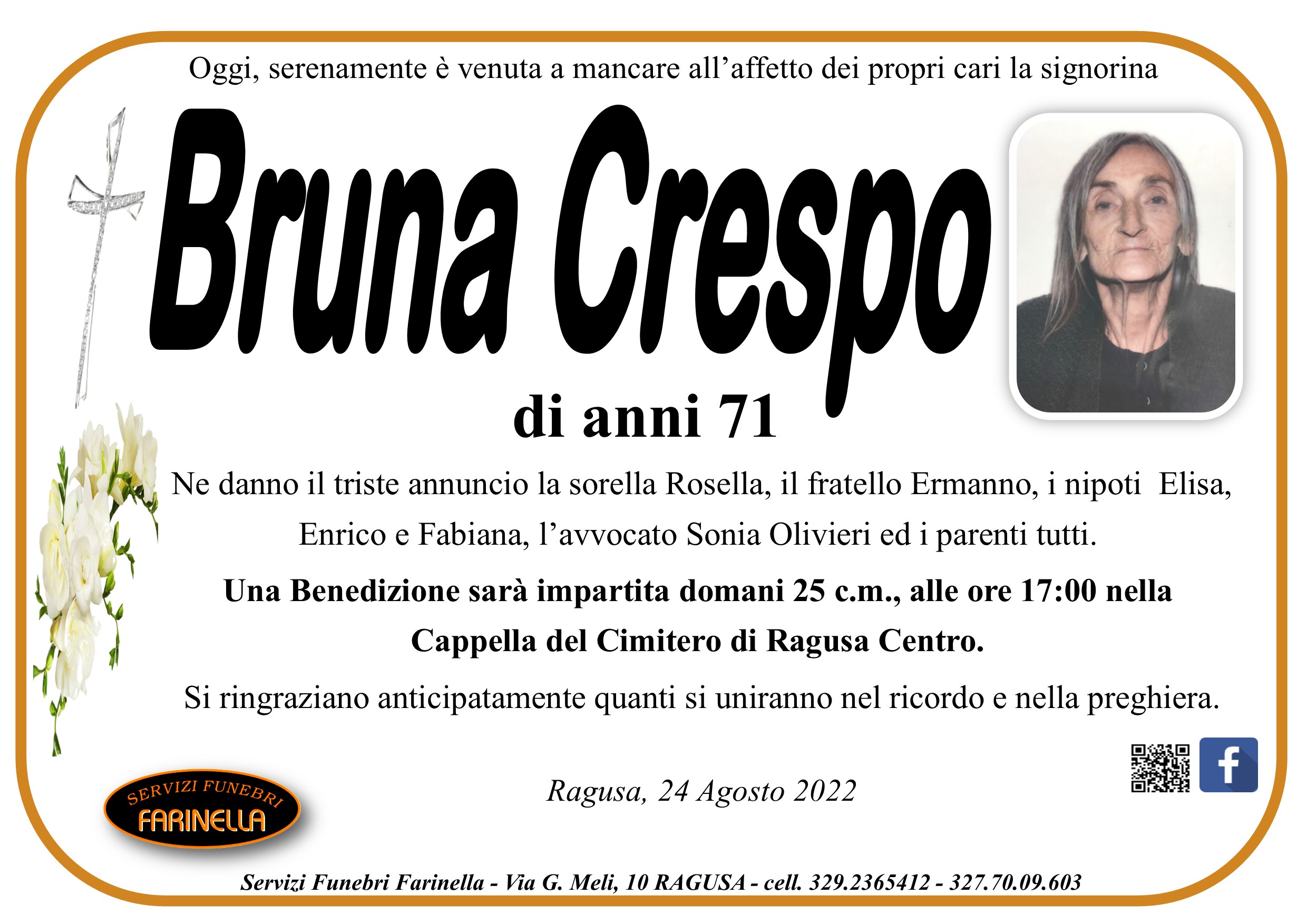 Necrologi: Bruna Crespo