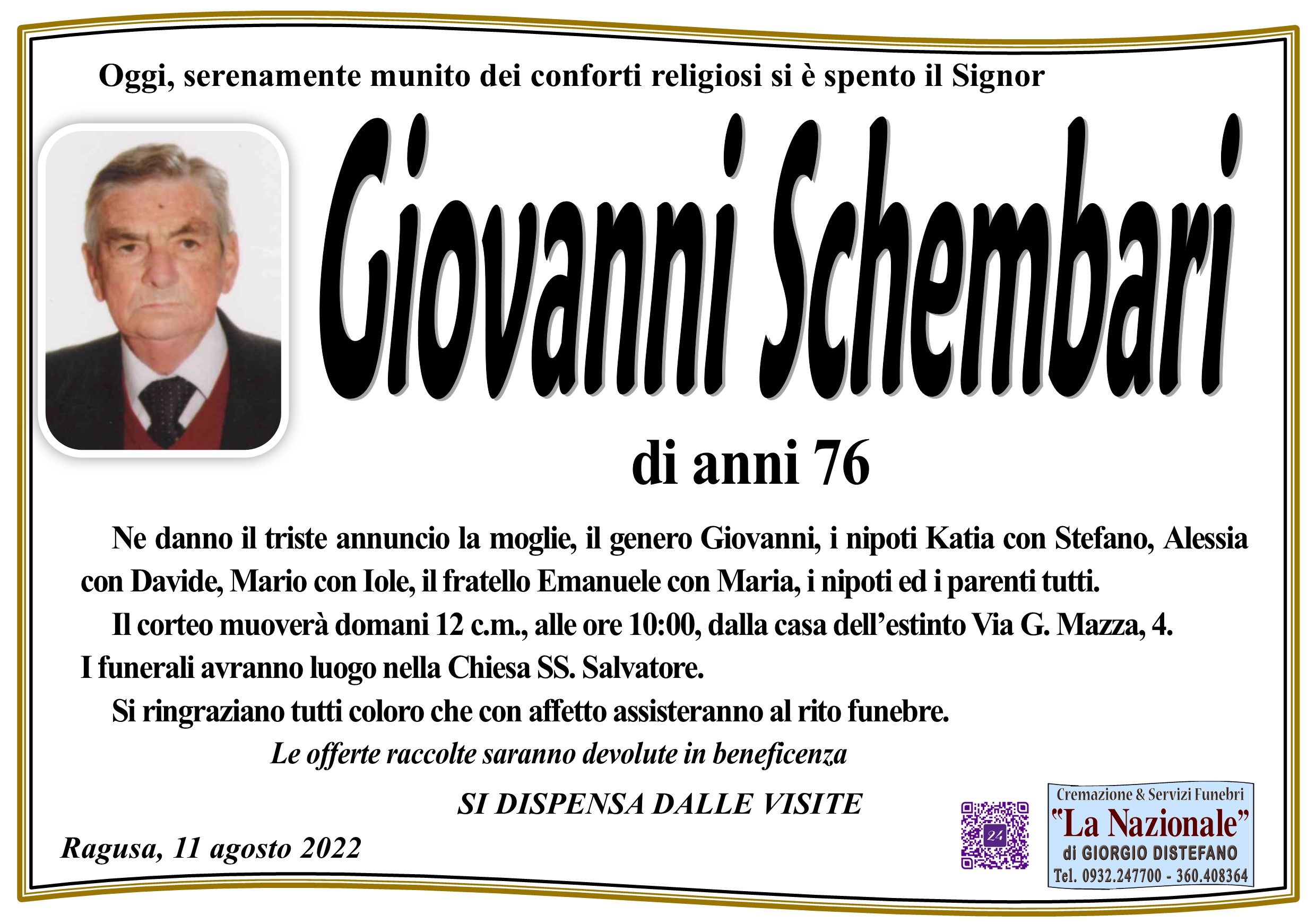 Necrologi: Giovanni Schembari