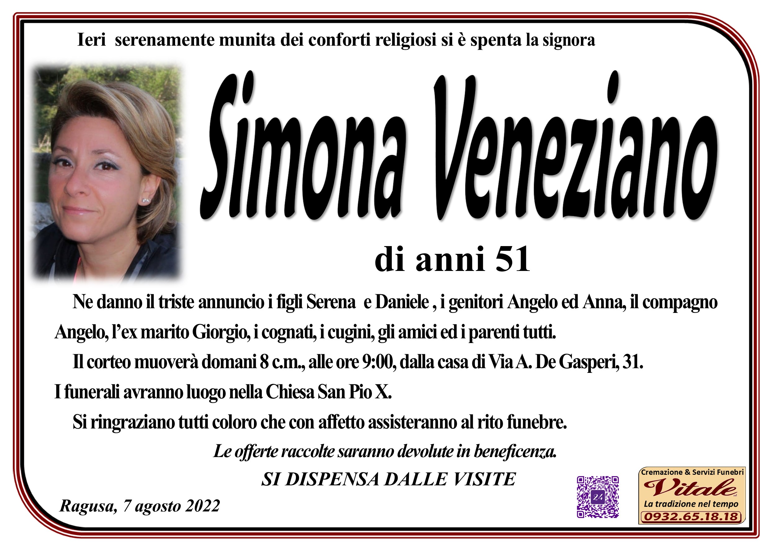 Necrologi: Simona Veneziano