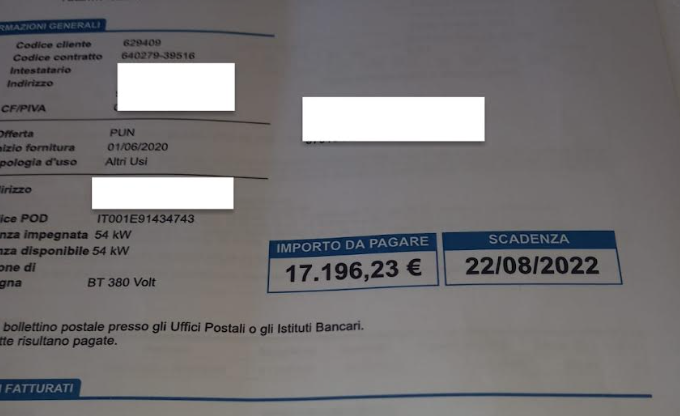 Bolletta per un bar: da 5 a 17 mila euro per il mese di luglio. L’allarme di Confcommercio