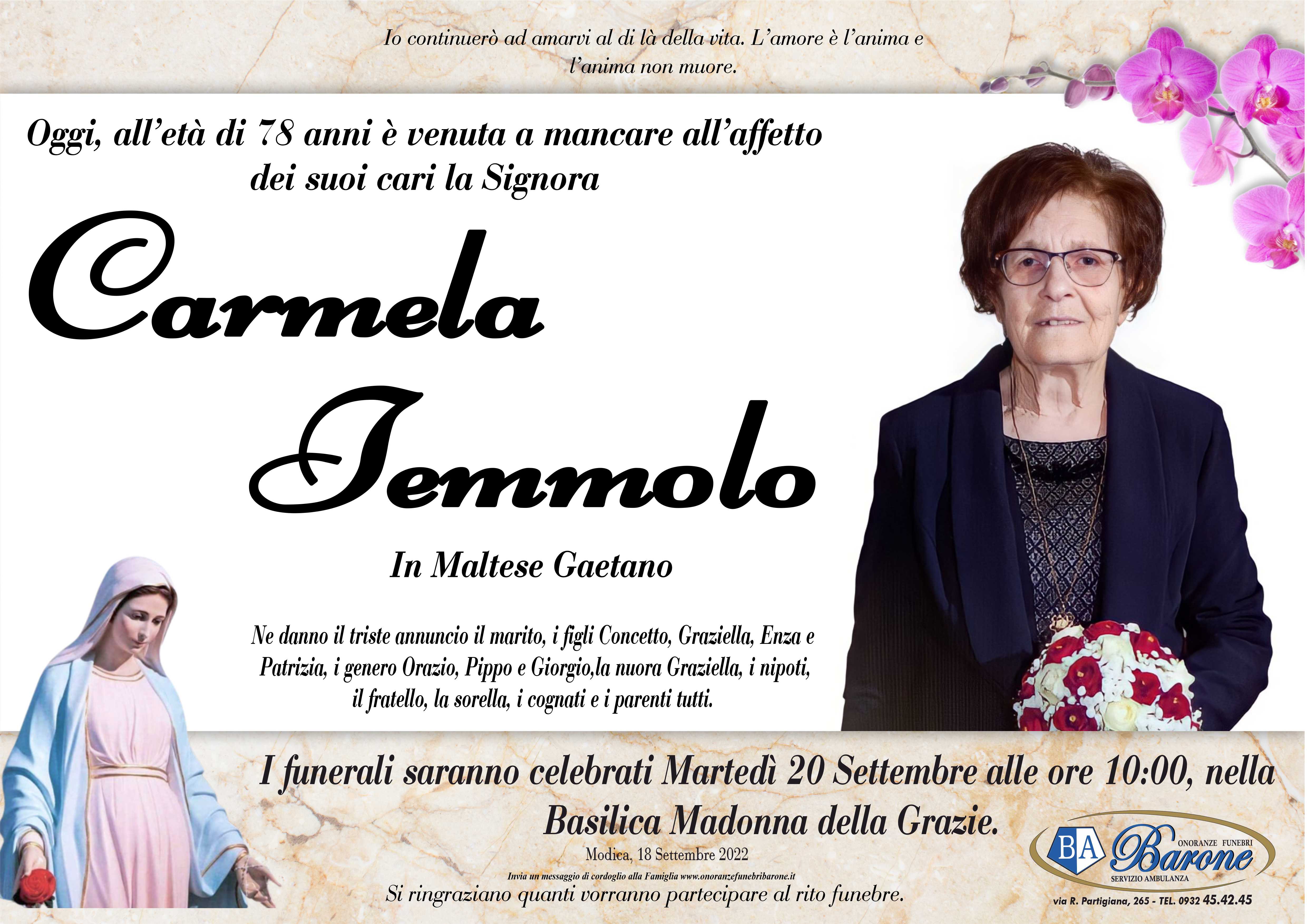 Necrologi: Carmela Iemmolo